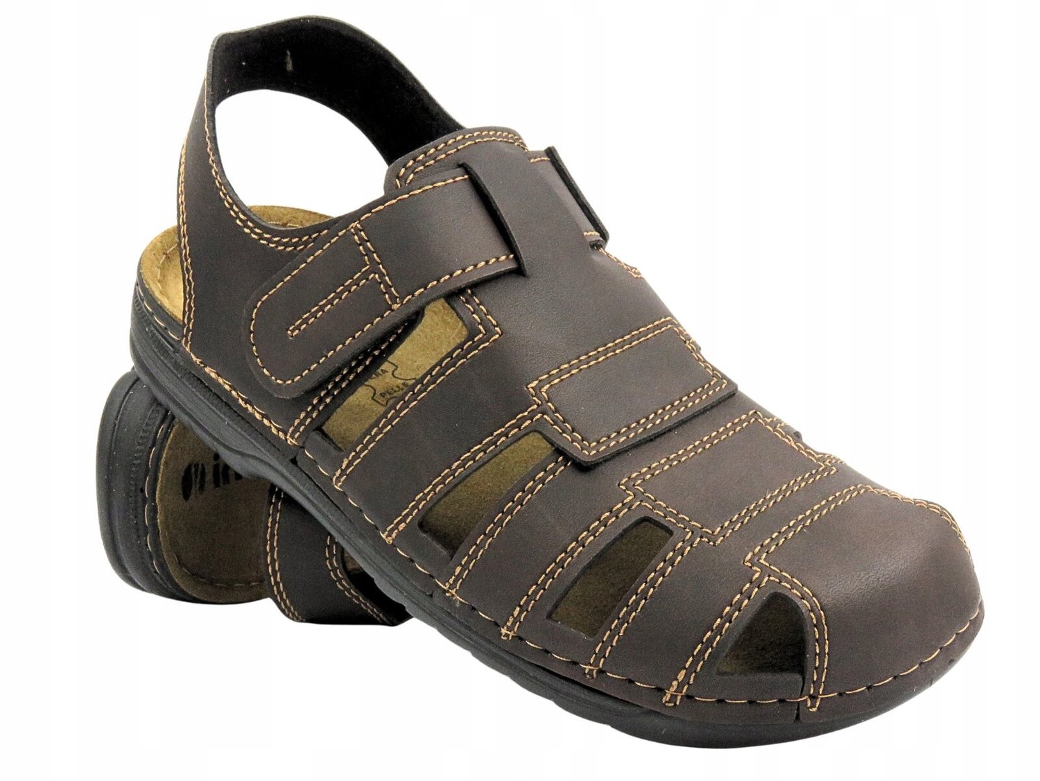 Inblu Heren Sandalen 35-22 Gesloten Teen Klittenband Bruin