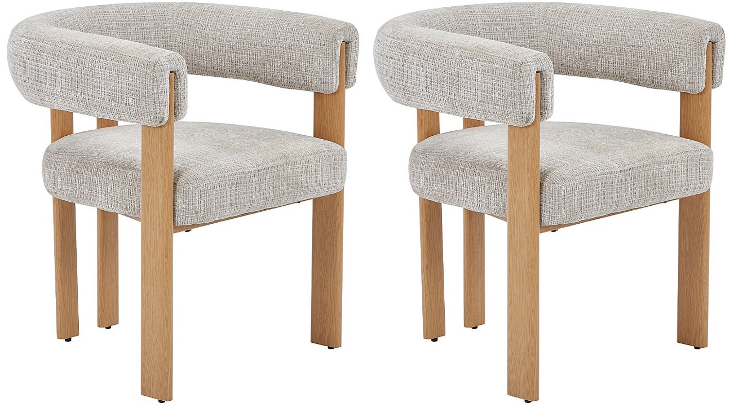 Vente-unique Set van 2 stoelen in getextureerde stof en metaal met houtlook - Beige en natuurlijk licht - VOLOSKA