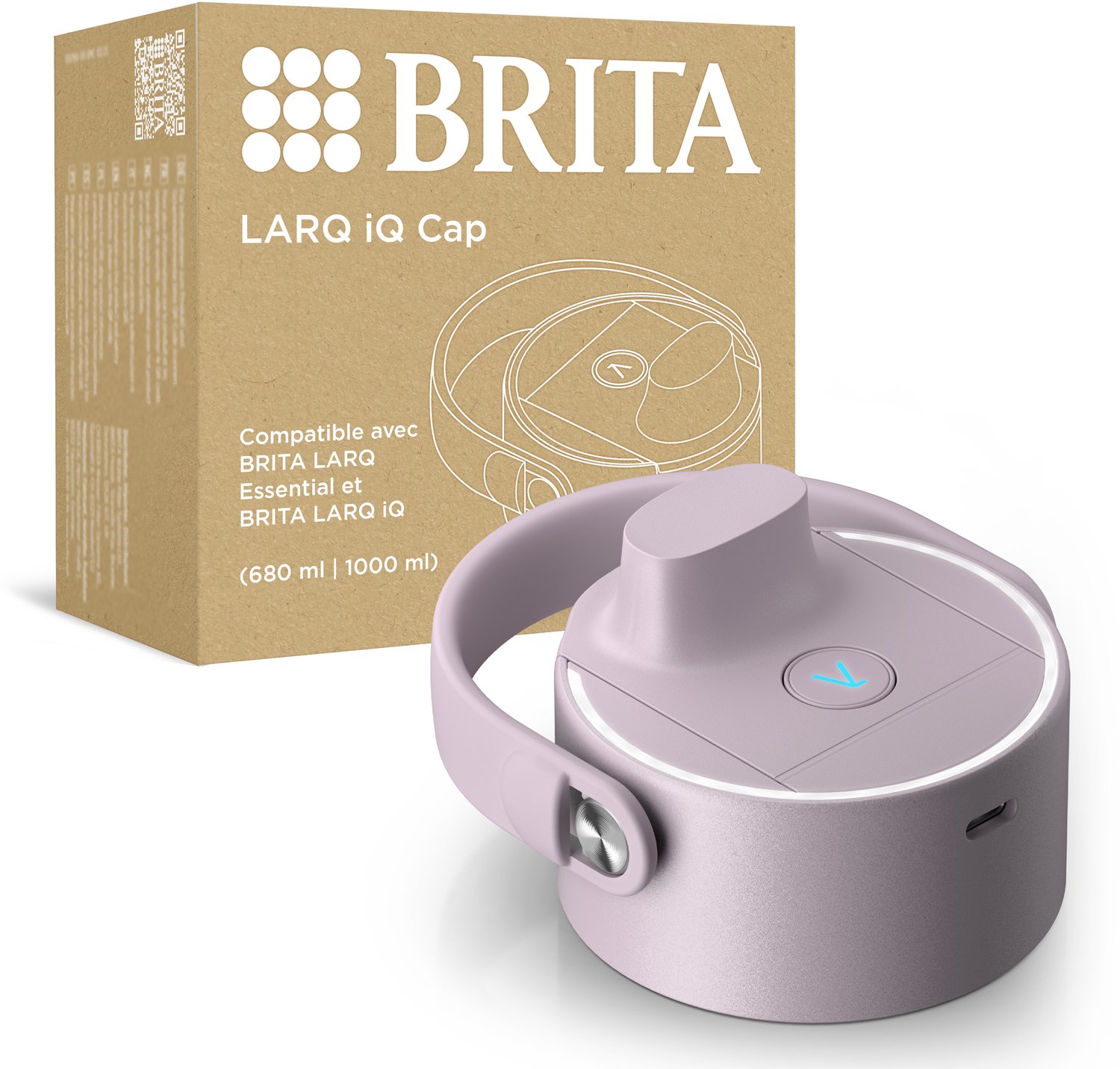 BRITA LARQ iQ dop - Paars - Digitale vervangdop voor BRITA LARQ Essential flessen met hydratatietracking in de BRITA-app & zelfreinigende UV-C - neutraliseert 99.99% bacteriën