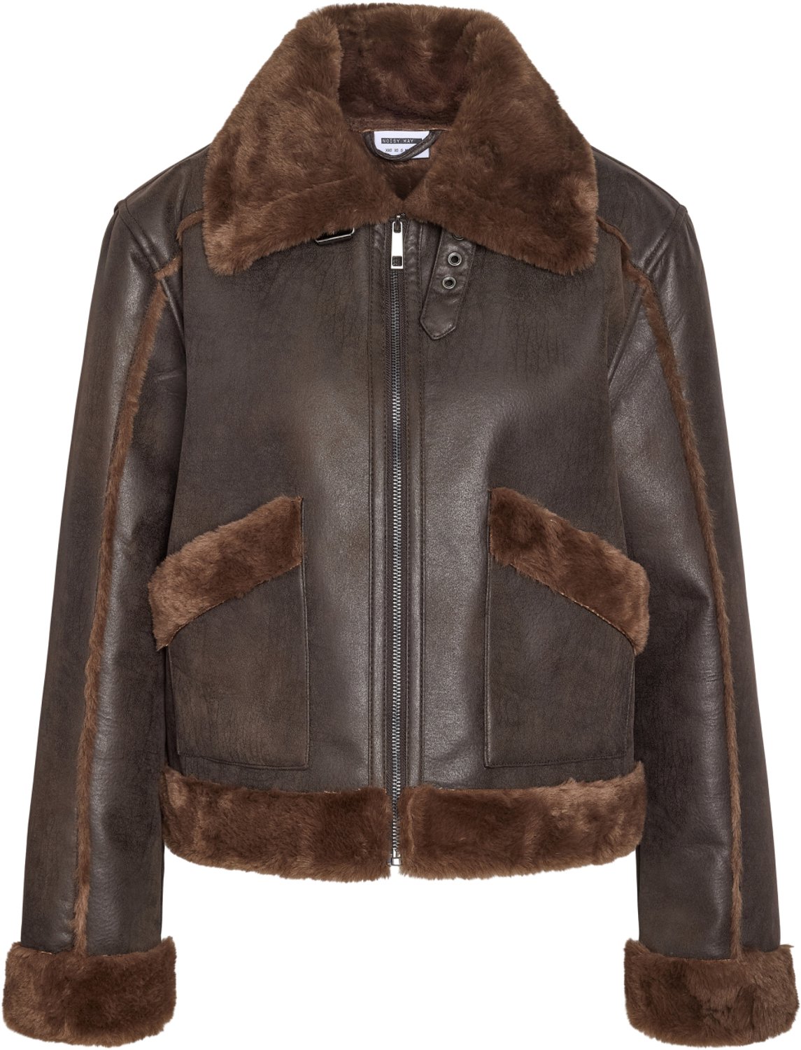Noisy may Jas Nmella Shearling Jacket Dd 27038051 Chocolate Brown Dames Maat - XS