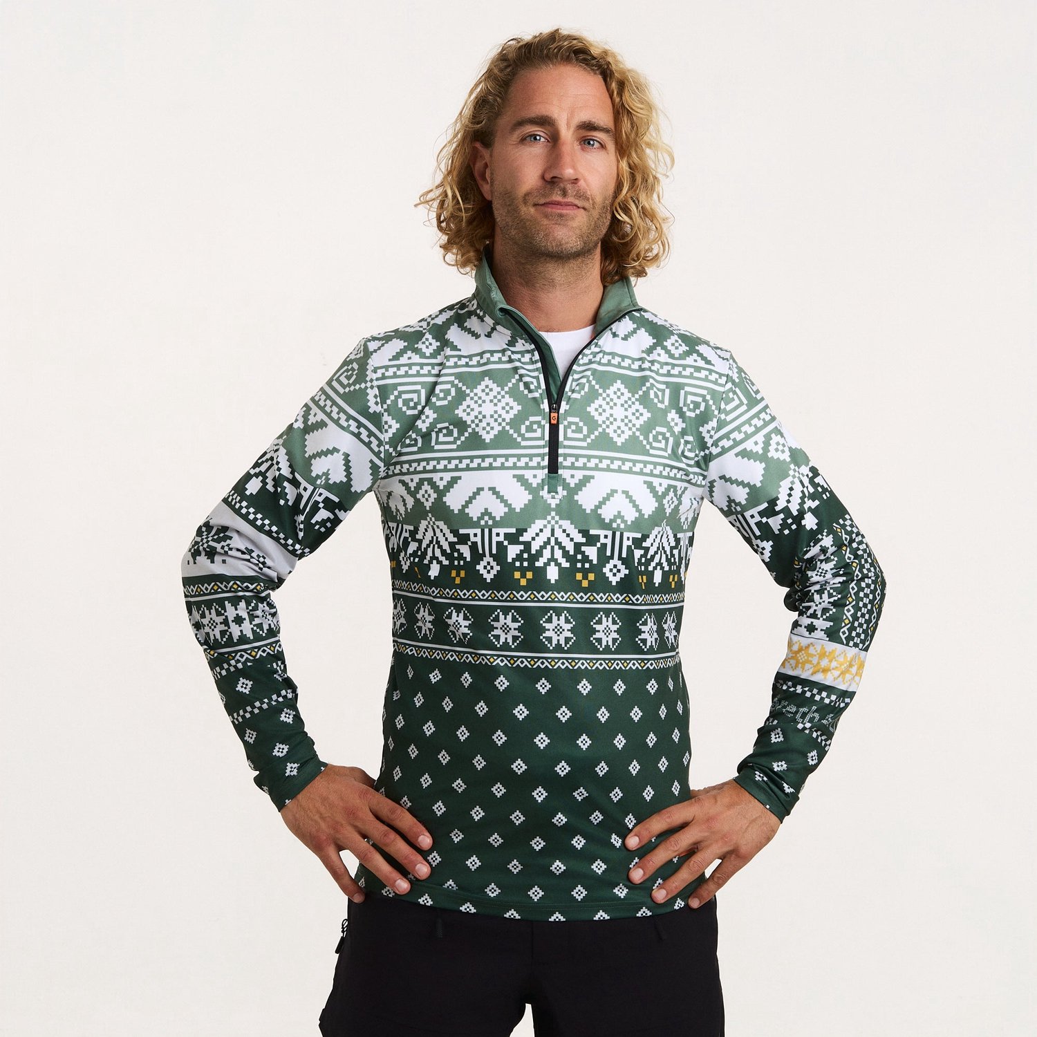Gareth & Lucas - EVO Skipully Nordic Green - XL - 100% Gerecycled Polyester - Heren - Midlayer Sportshirt - Wintersport