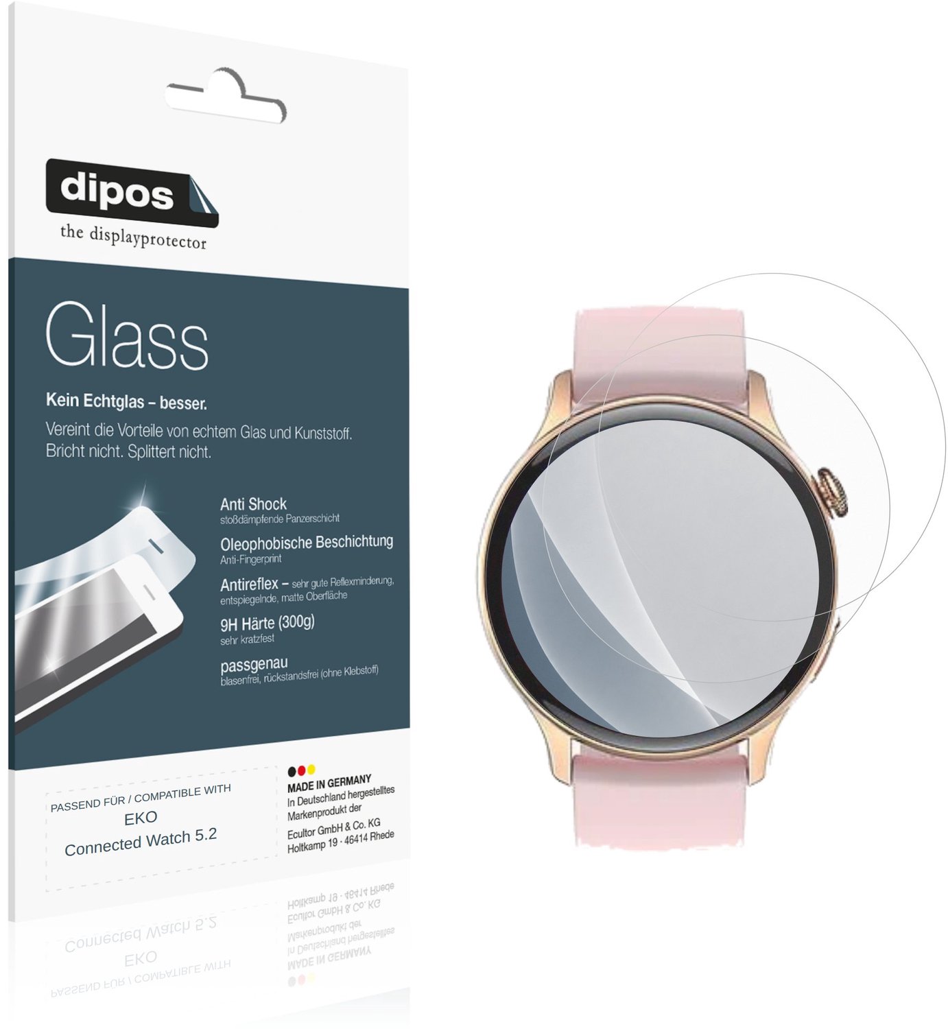dipos – 2x Matte Pantserfolie geschikt voor EKO Connected Watch 5.2 | 9H Screenprotector
