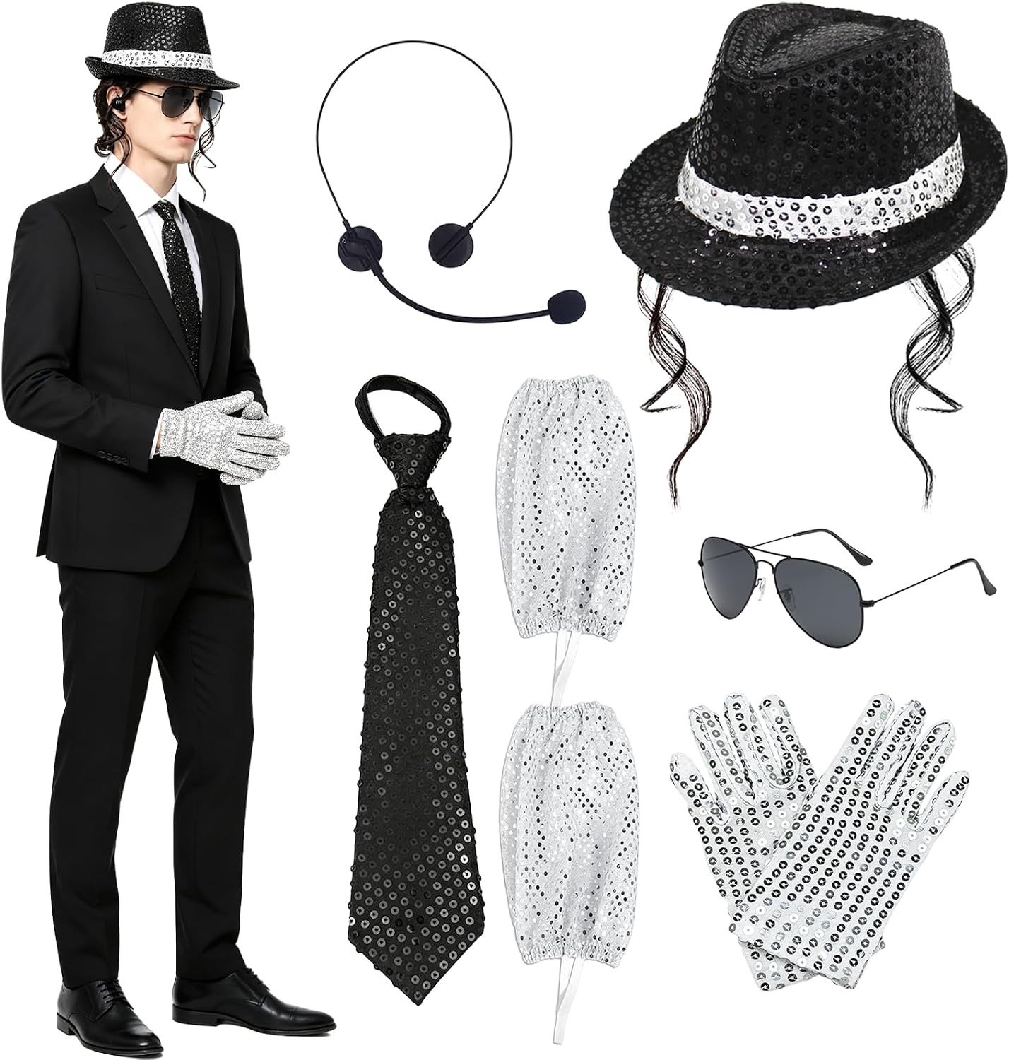 6-delige set accessoires voor 80s danser kostuum - Retro, Feest, Verkleedkleding
