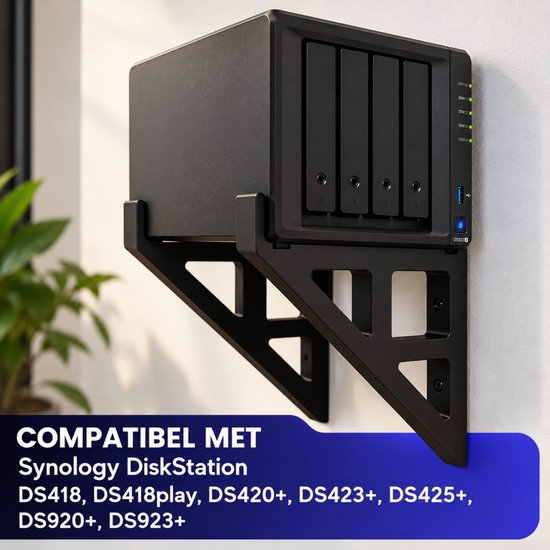 Wandhouder geschikt voor Synology DiskStation DS418, DS418play, DS420+, DS423+, DS425+, DS920+ & DS923+ - Houder voor NAS apparaat — afbeelding 2