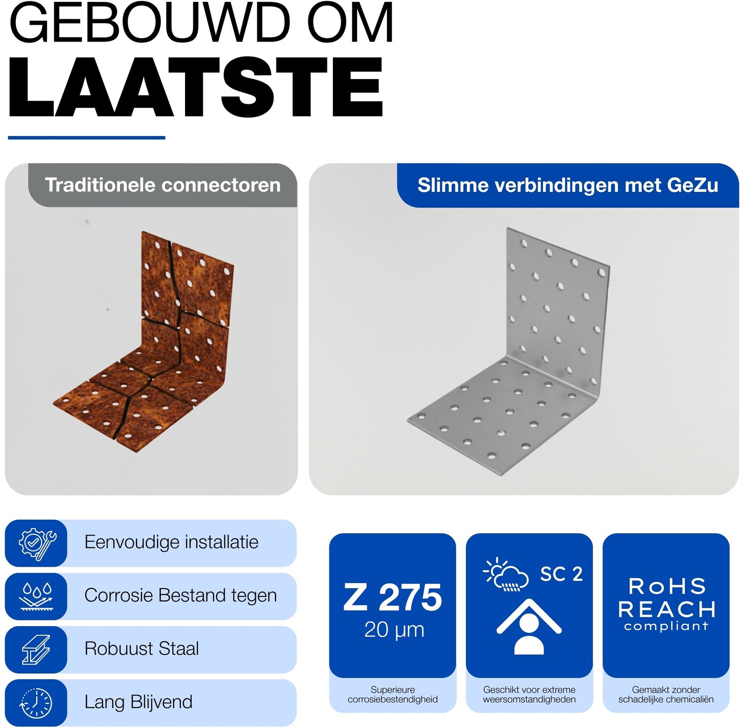 GeZu Impex Hoekbeugels 90 x 35 x 40 x 3 mm | 90° set van 18 Gegalvaniseerd Hoekverbinder 90° Geperforeerde Hoekplaat