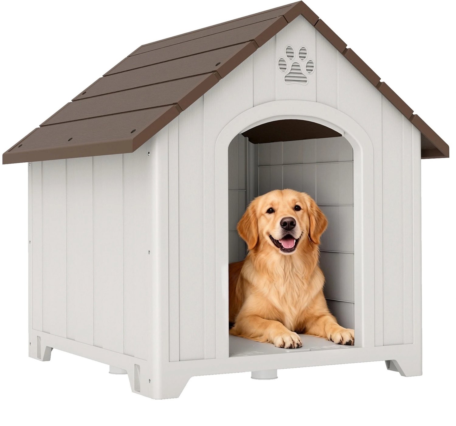 Linkforu - Hondenhok Voor Middelgrote Honden - Buitenhok - Kennel - Ruim En Stevig - Weerbestendig - Verhoogde Bodem - Hellend Dak