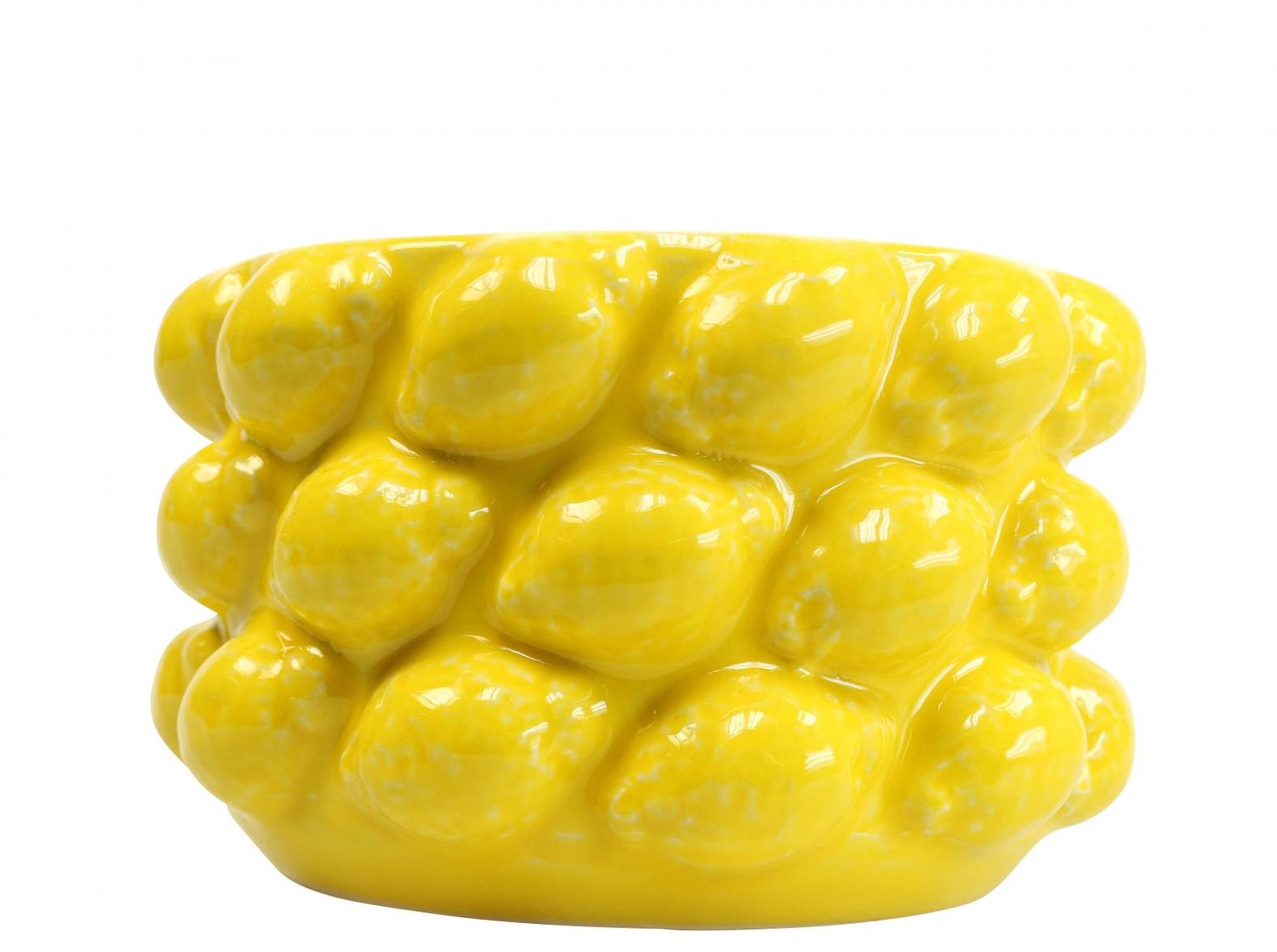 Bloempot citroen plantenbak keramiek geel Ø18,5cm H12cm