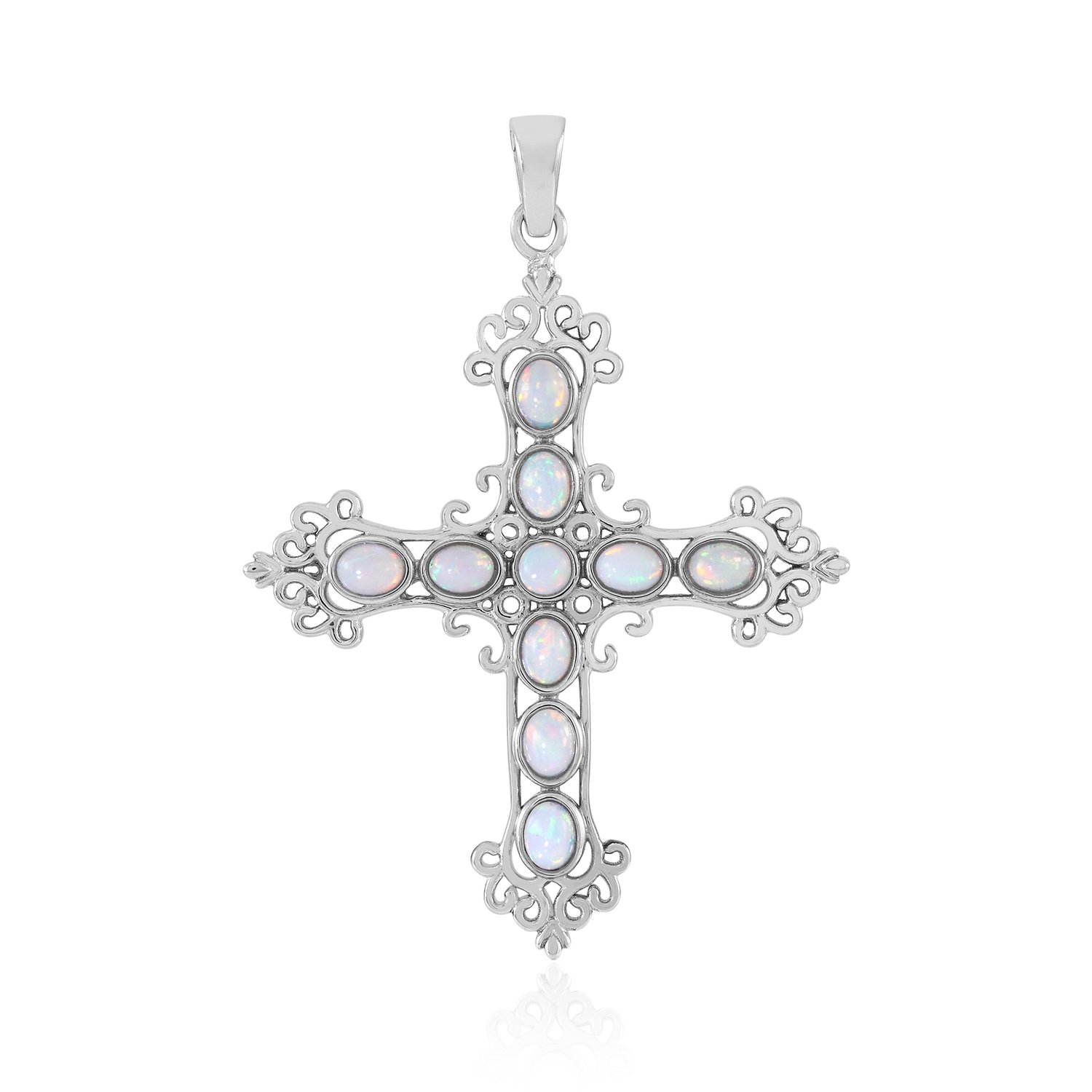 Cavill - Zilveren Hanger 925 Sterling Gerhodineerd - Ethiopische Welo-opaal 1,069 ct - Ovaal en Rond Cabochon - Filigraan Design - Chique Sieraad