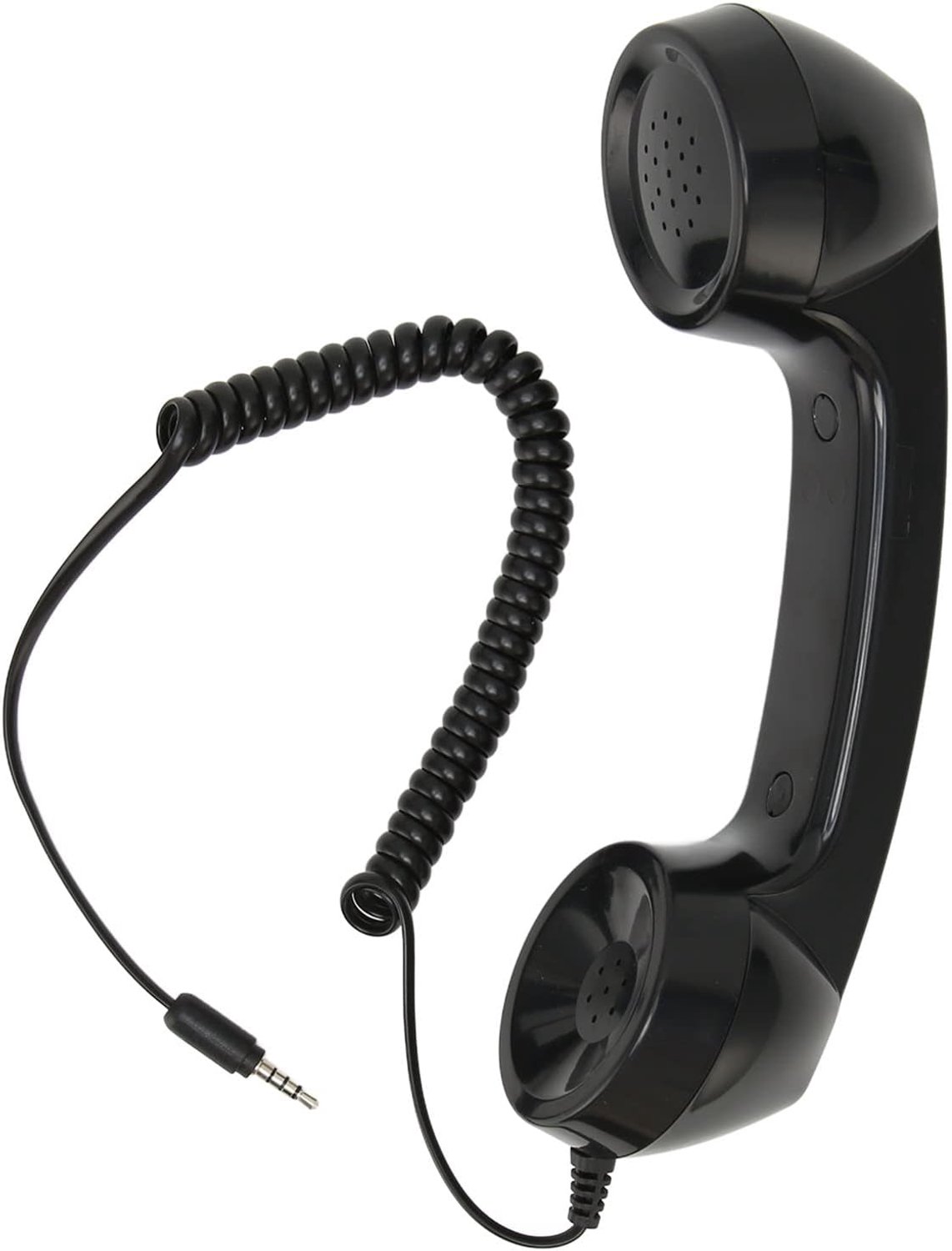 Retro telefoonhoorn, 3,5 mm bedrade ontvanger met microfoon en luidspreker, volumeregeling, geschikt voor smartphones en computers (zwart).
