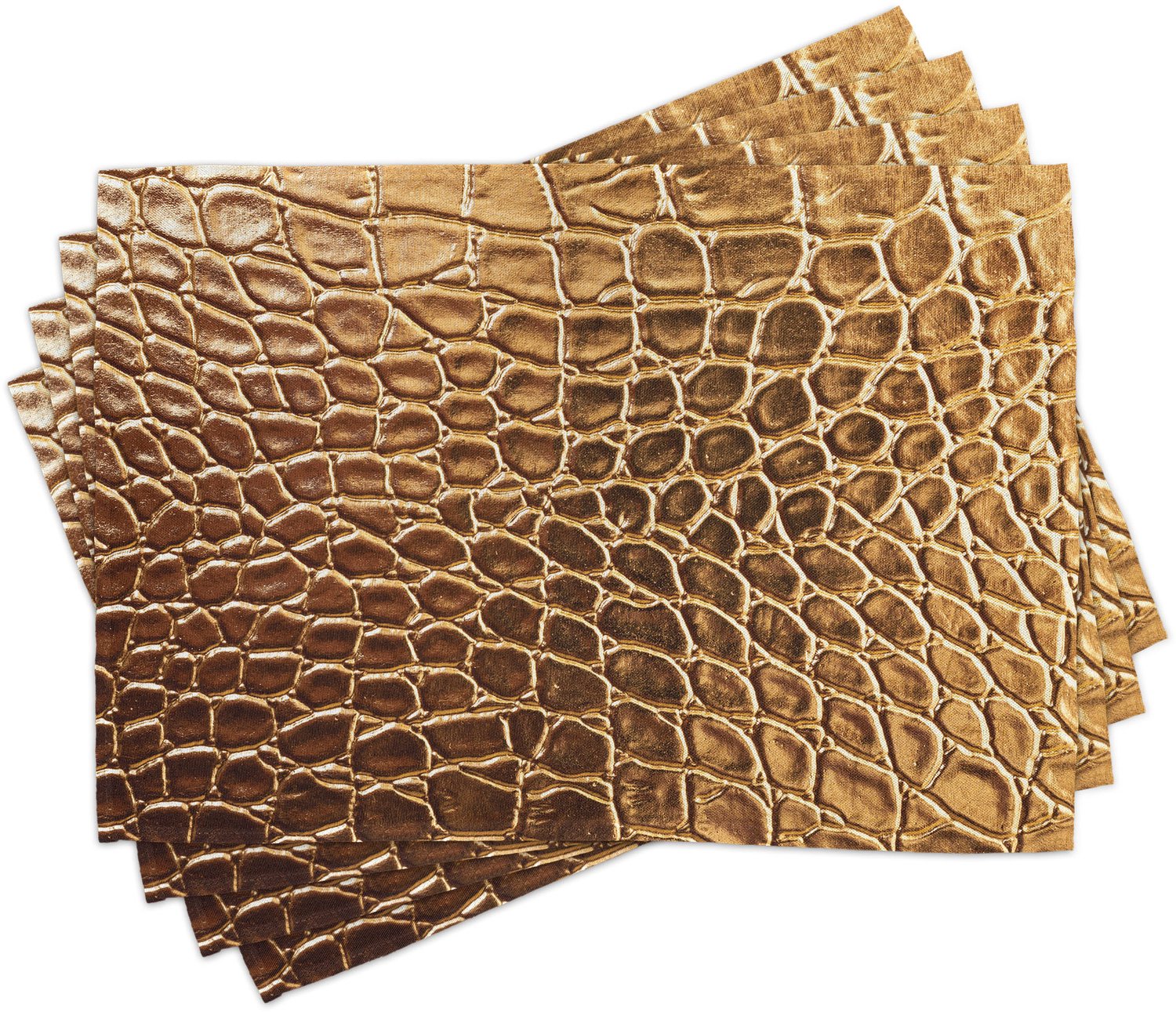 ABAKUHAUS Dierenprint Placemats Set van 4, Tint Levendige Krokodil Huid Natuur Leven Stoerheid Hoogwaardig Ontwerp Kunstwerk, Wasbare Stoffen Placemats voor de Eettafel, Standaardformaat, Zachtbruin