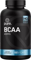 Pure. BCAA 600mg - 180 v-caps - ideale verhouding - vegan supplement - aminozuren