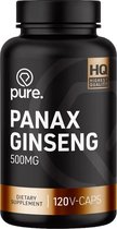 Pure. Panax Ginseng - 500mg - supplement - 120 capsules - koreaans krachtig kruiden supplement - magnesium