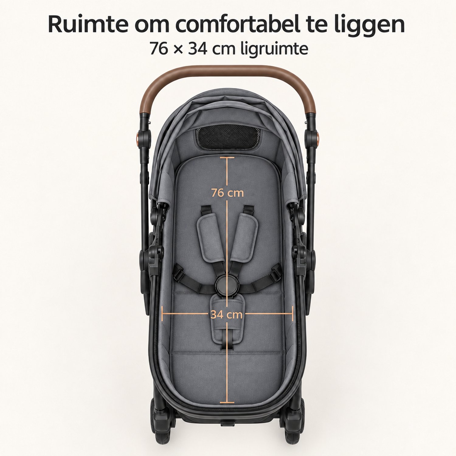 Lunola Noor Premium Kinderwagen 2 in 1 - Combi met Reiswieg en Omkeerbaar Zitje - Compact Inklapbaar - Wandelwagen voor 0 tot 3 Jaar - Grijs thumbnail 3