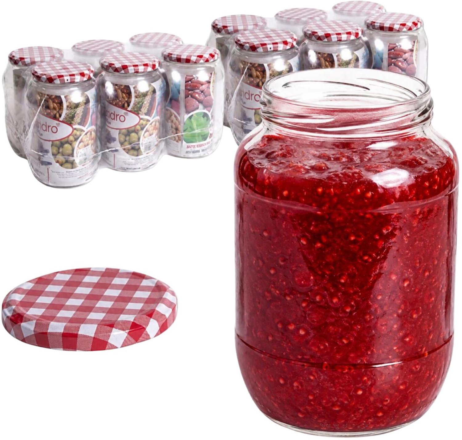 Alessandro Weckpotten / inmaakpotten Juicy - 12x stuks - transparant - 2000 ml - met draaideksel - glas - lege potjes - voedsel bewaren