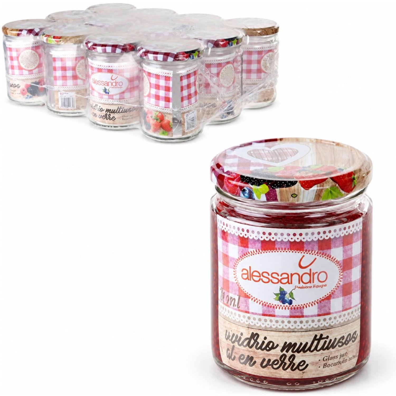 Alessandro Weckpotten / inmaakpotten Grandmas - 12x stuks - transparant - 500 ml - met draaideksel - glas - lege potjes - voedsel bewaren