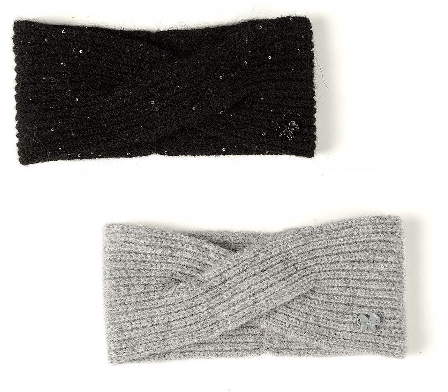 Minoti haarband meisje – met pailletten – set van 2 – zwart en lichtgrijs