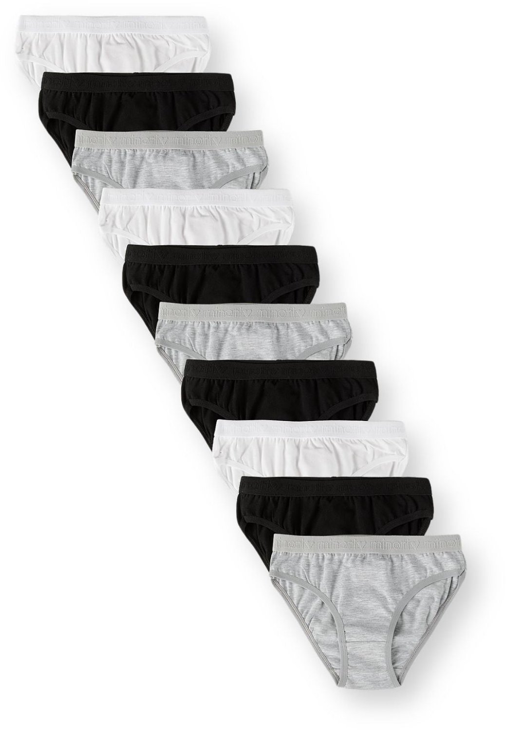 Minoti onderbroeken meisjes effen met logoband - wit - 10-pack