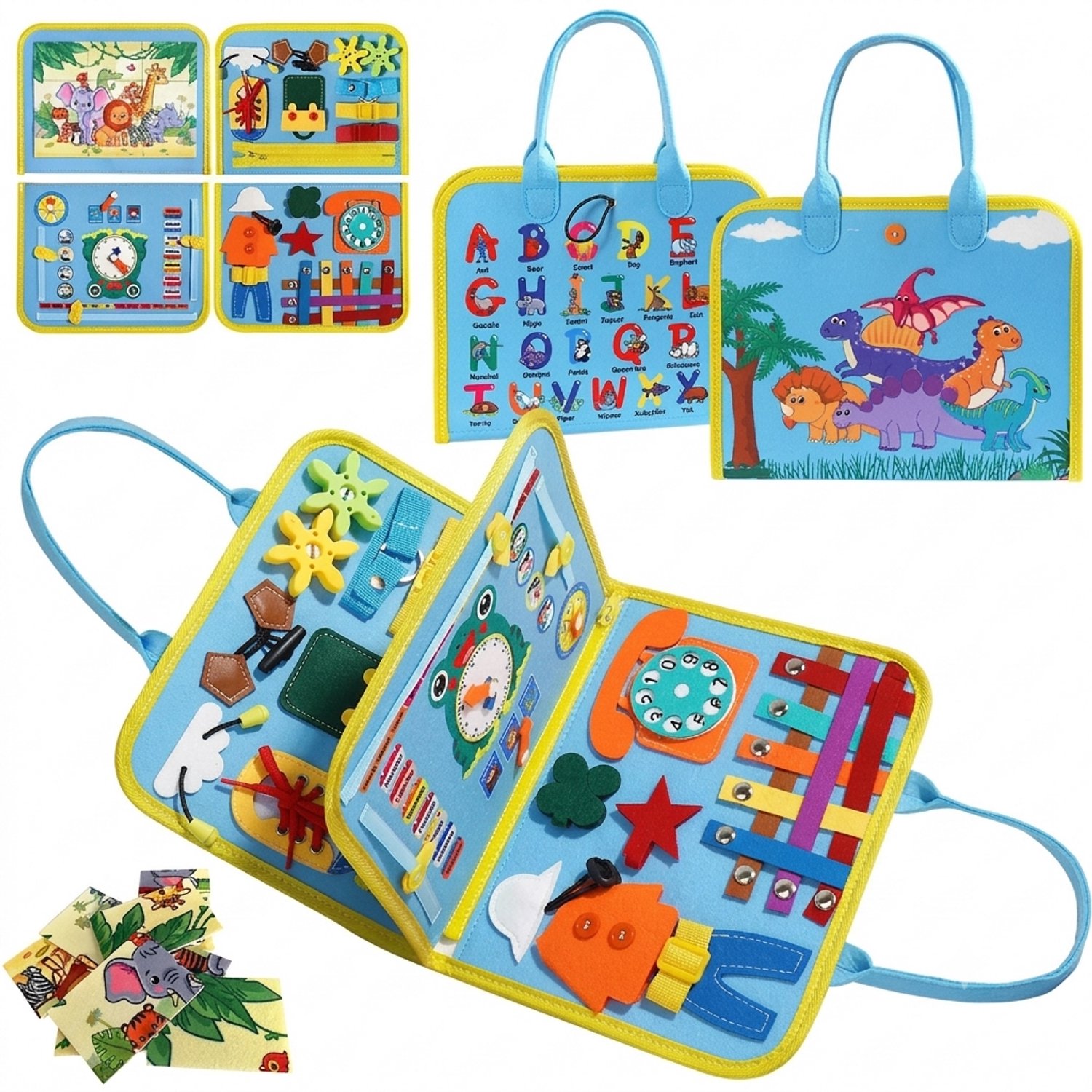 Flero Busy Board 3, Montessori Quiet Book met Klittenband - Activiteitenboek - Busy Boek en Rustig Speelgoed voor Kinderen vanaf 3 Jaar - Educatief Reisspeelgoed voor Fijne Motoriek - Alternatief voor Tablet, Cadeau
