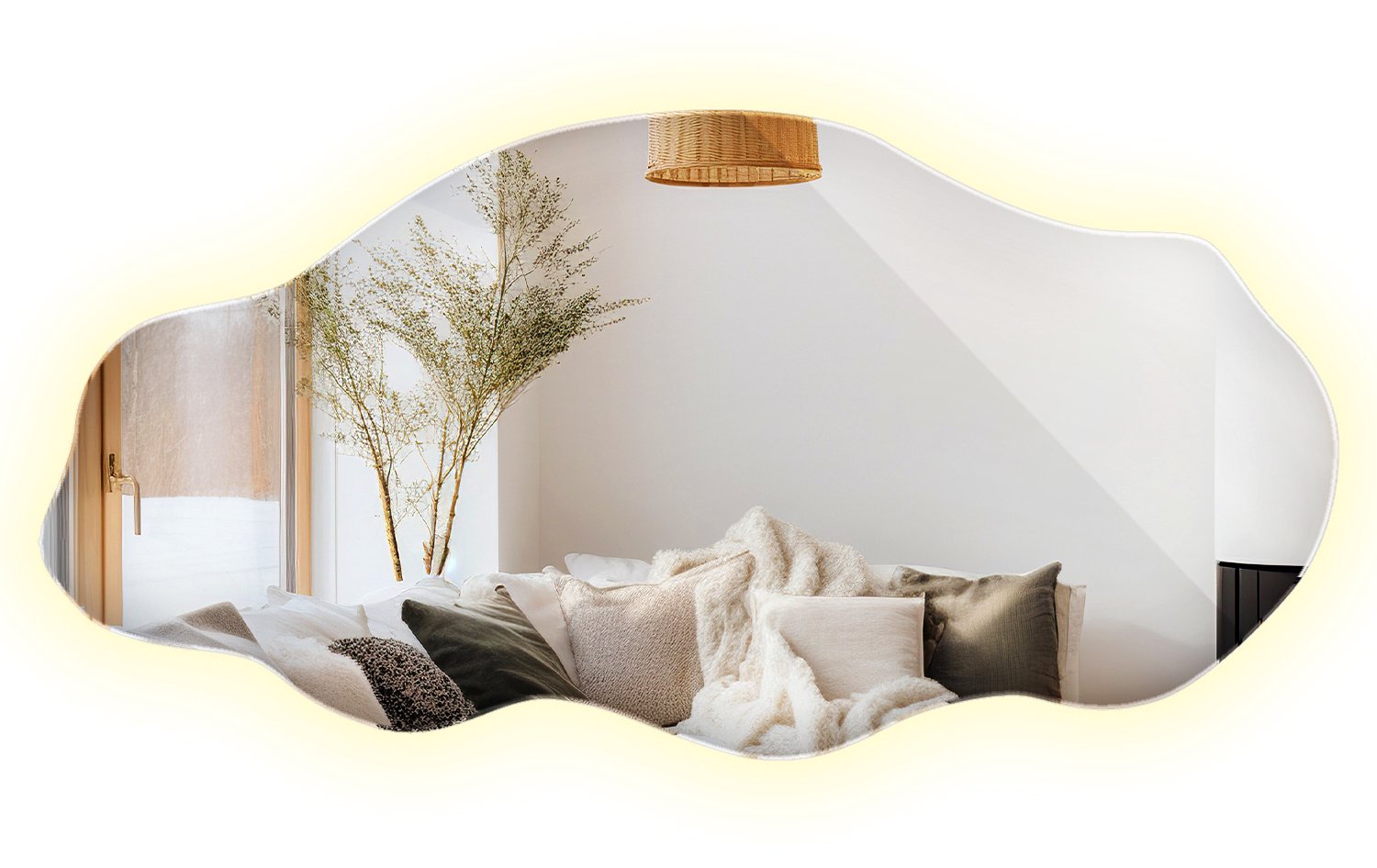 WallMuralia - Spiegel met verlichting Neutraal licht - 40 x 80 cm - Spiegel met led verlichting - Decoratieve wandspiegel - Asymmetrische spiegel met verlichting