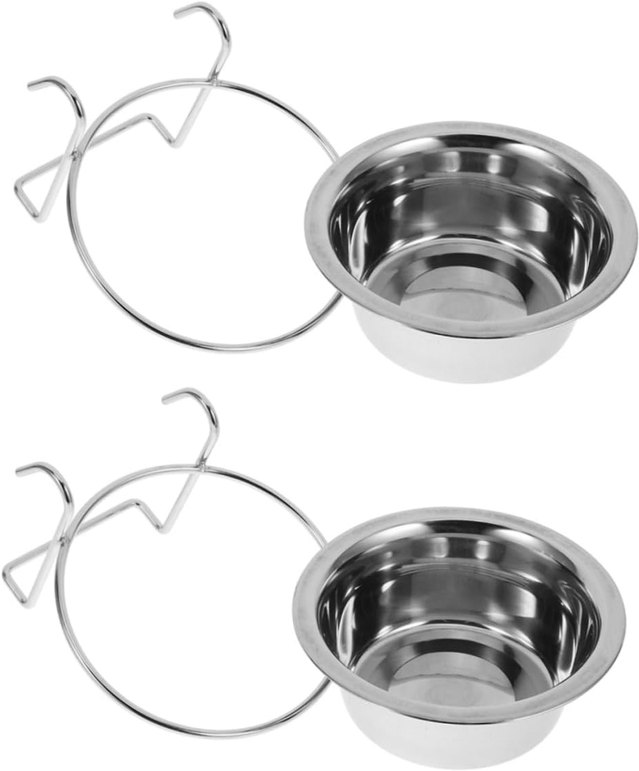 2 Stuks Hangende Hondenbak Geen Morsen Waterbak Voor Honden Voeden Huisdierenkommen Verhoogd Pup Honden Drinkbak Voer Binnen Geen Morsen Hondenbak Roestvrij Staal Zilver