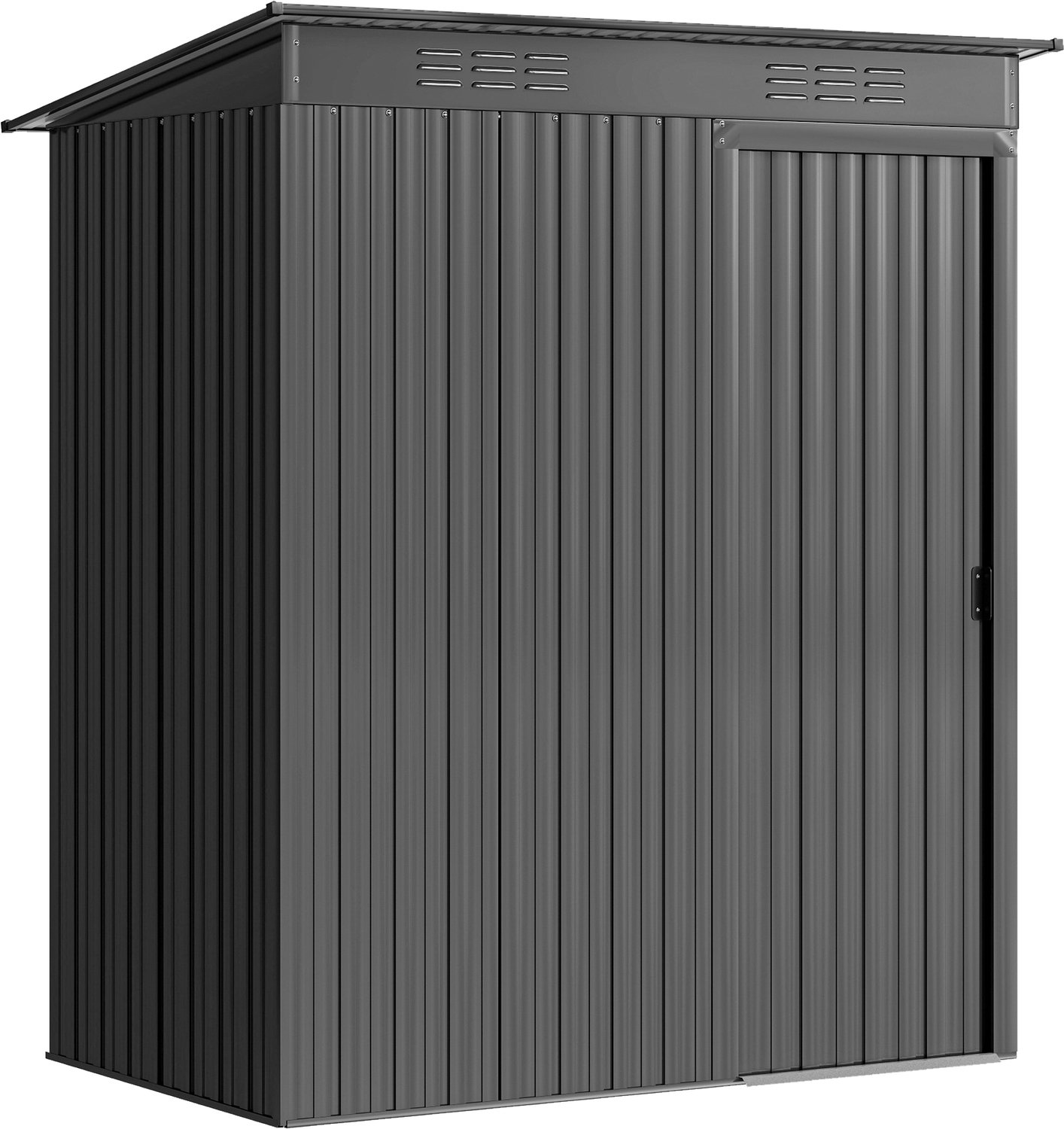 Sunona Metalen tuinhuis - Met schuifdeur en ventilatie - 159 x 106 x 165/181 cm - Donkergrijs