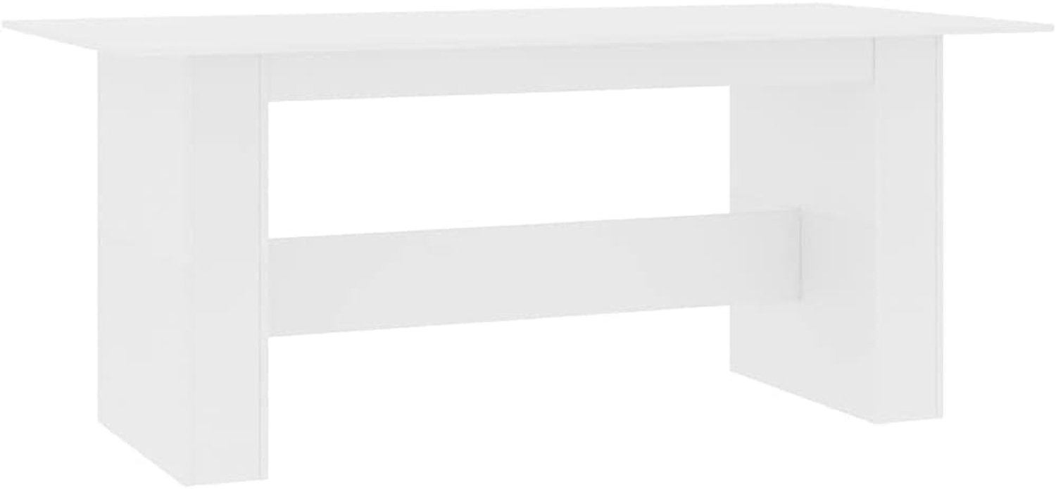 Eettafel, wit, 180 x 90 x 76 cm, van hout, rechthoekig met brede sokkel, stabiel en duurzaam, minimalistisch voor eetkamer, eenvoudige reiniging met vochtige doek, 3 verbonden