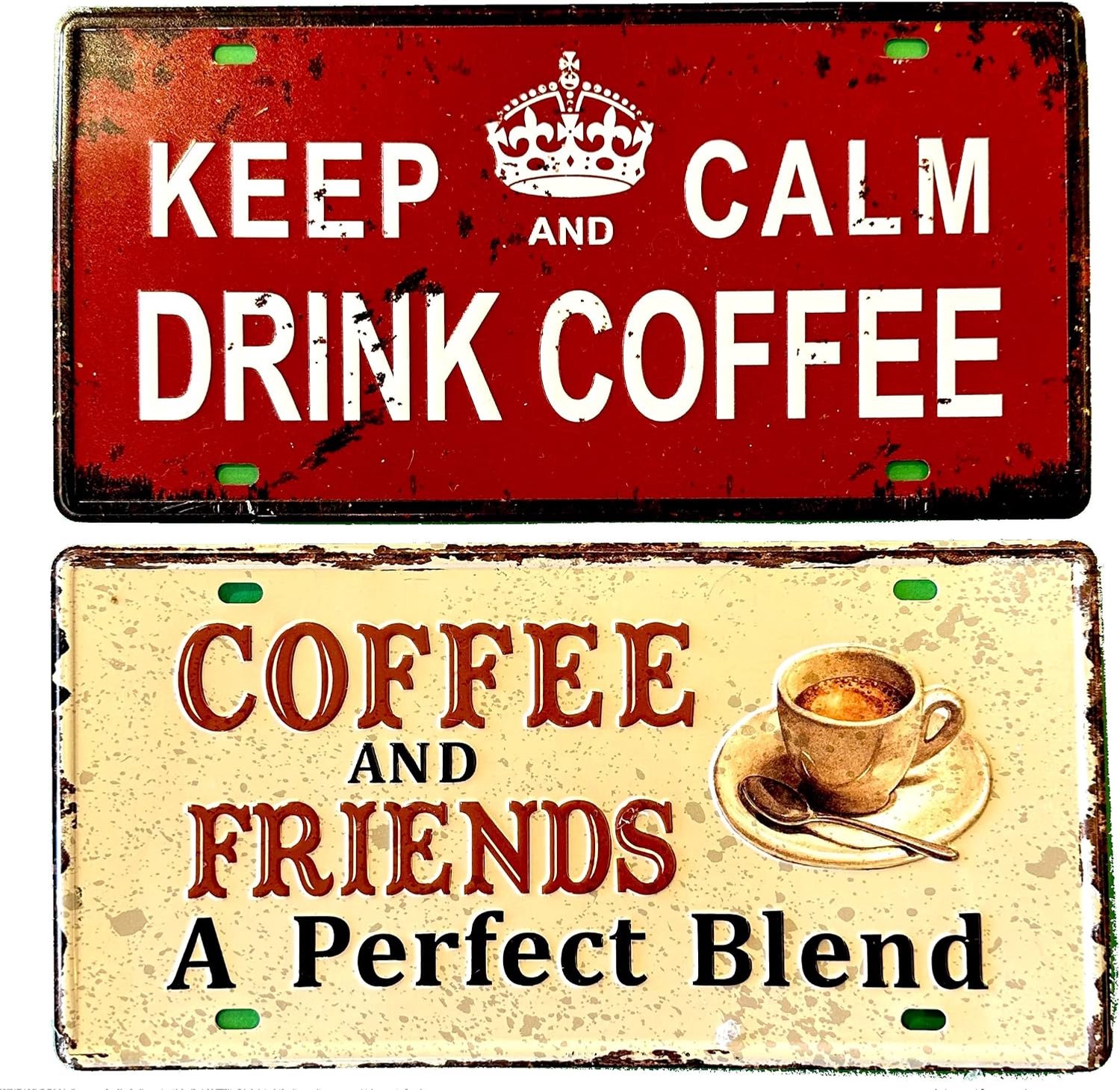 Set van 2 koffieborden voor bar, pub of café, Amerikaans bord, vintage bord, koffie, retro decoratie voor keuken, 30 x 15 cm, notities, poster, bord (2651-13-26)