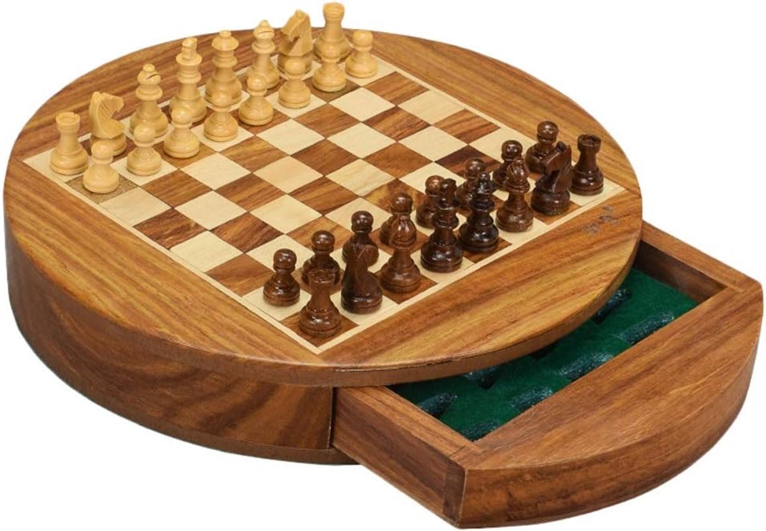 Schaakspel Ronde houten schaakset Draagbare Magnetische Internationale Schaakopslag for kinderen Beginner Volwassenen Schaaksets voor kinderen en volwassenen (Color : Large style)