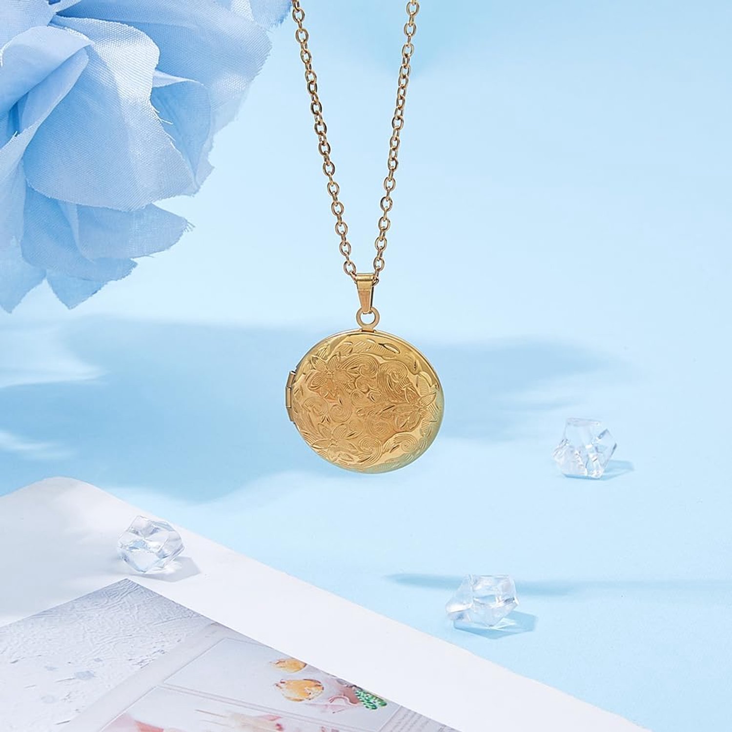 Medaillon Kettingen Vintage Gegraveerde Bloem Foto Ketting Rvs Gepersonaliseerde Kettingen Voor Vrouwen Dames Vrouw