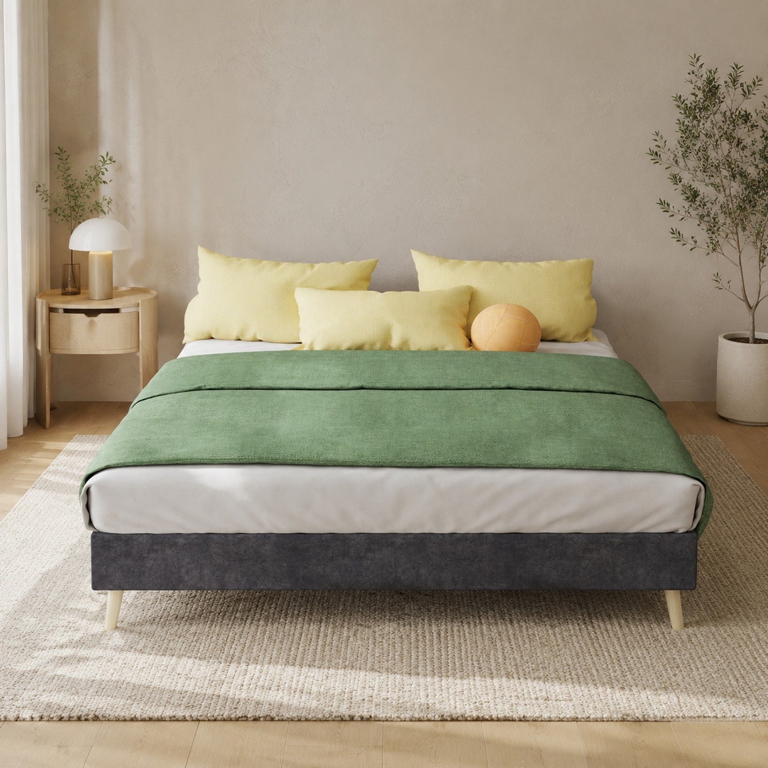 CHICFURN Gestoffeerd bedframe 140x200 cm - lattenbodem - grijs