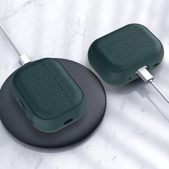 Hoesje compatibel met Airpods Pro 2 met reinigingsset, TPU beschermhoes compatibel met Airpods Pro 2e generatie met handriem, textuur ontwerp compatibel met Airpods Pro 2 hoes (donkergroen） — afbeelding 2