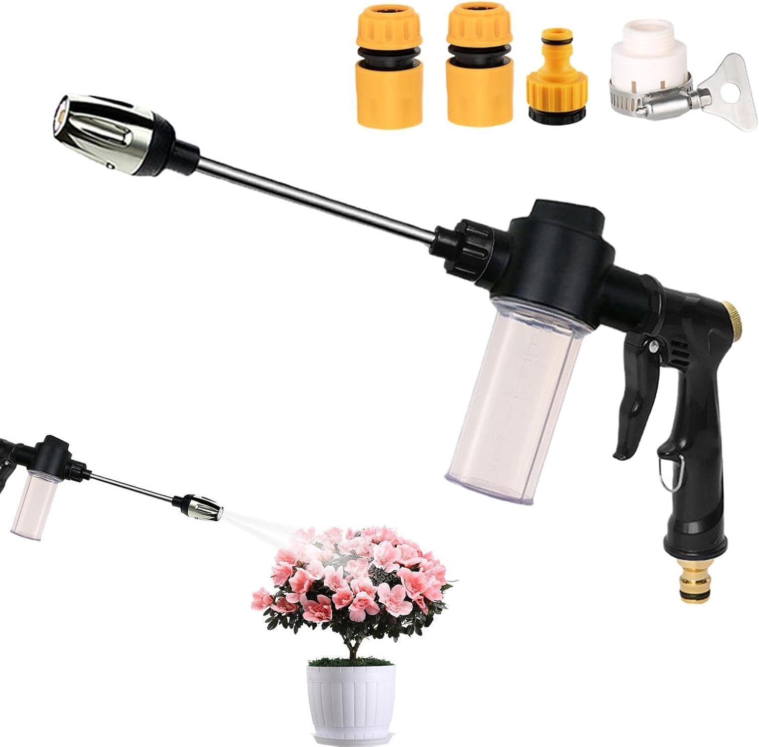 Hogedruk wassen - 360 graden volledig verstelbaar handheld ontwerp roestvast waterdispenser | Slangsproeimondstuk | voor gebruik in bomen, balkon, patio, garage, outdoor reiniging