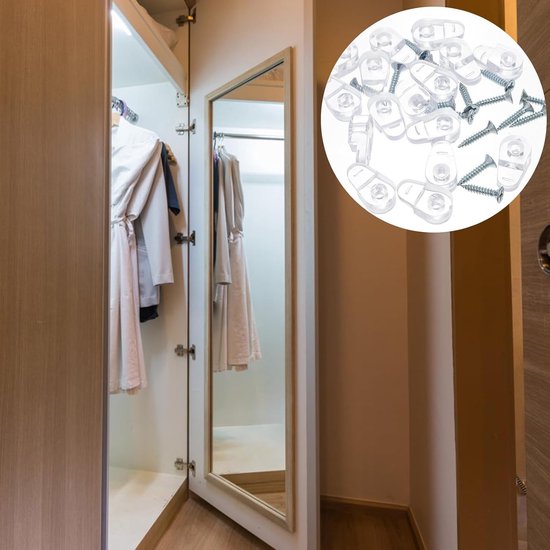 20 Stuks Delige Glazen Deurklemmen met Schroeven voor Eenvoudige Bevestiging van Kast- Spiegelpanelen Geschikt voor Glas Hout Stevige Installatie — afbeelding 4