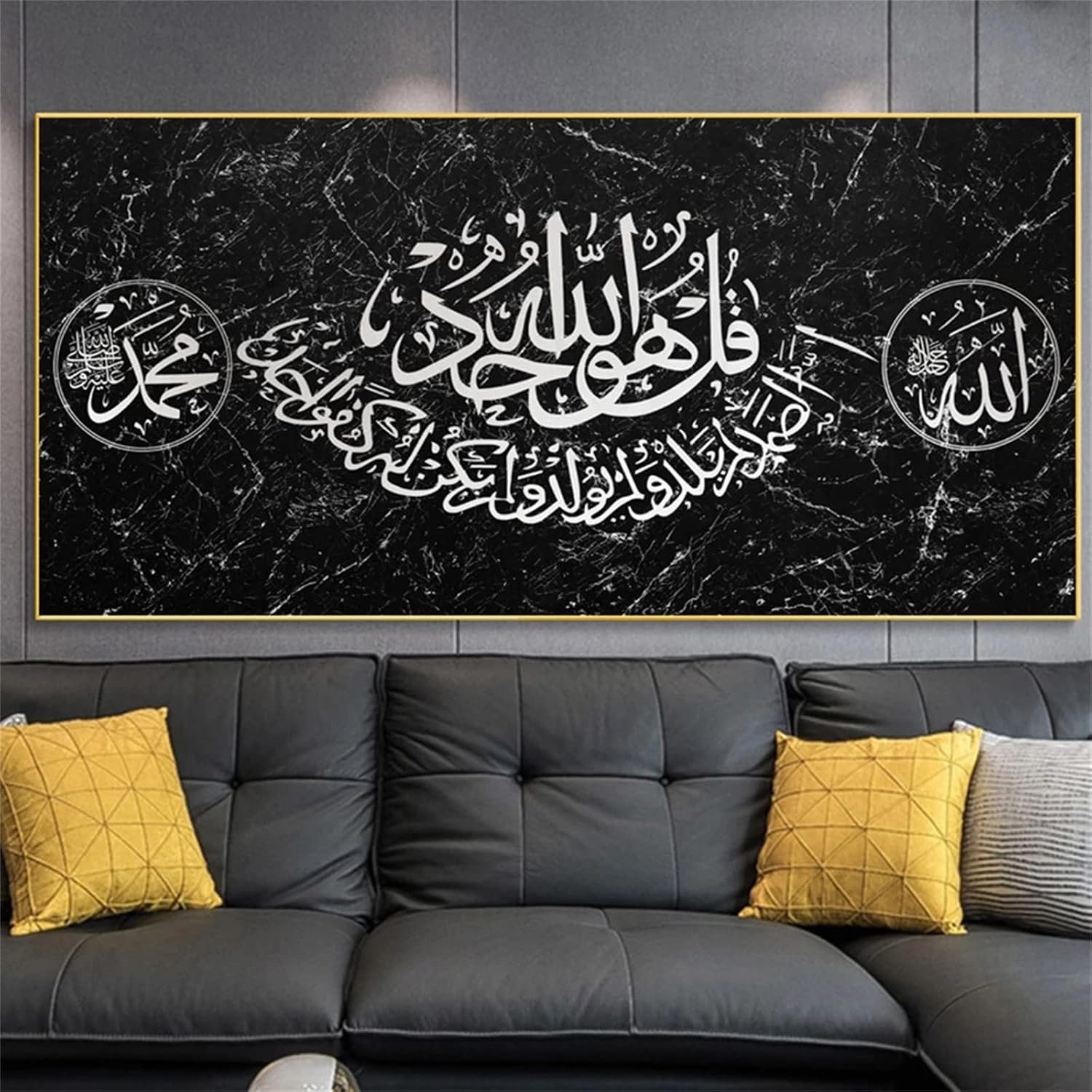Diamond Painting Foto's grote islamitische letters, 90 x 250 cm, volledige ronde diamantschilderij schilderen op nummer volwassenen kinderen borduurset, woonkamer slaapkamer decoratie en wanddecoratie