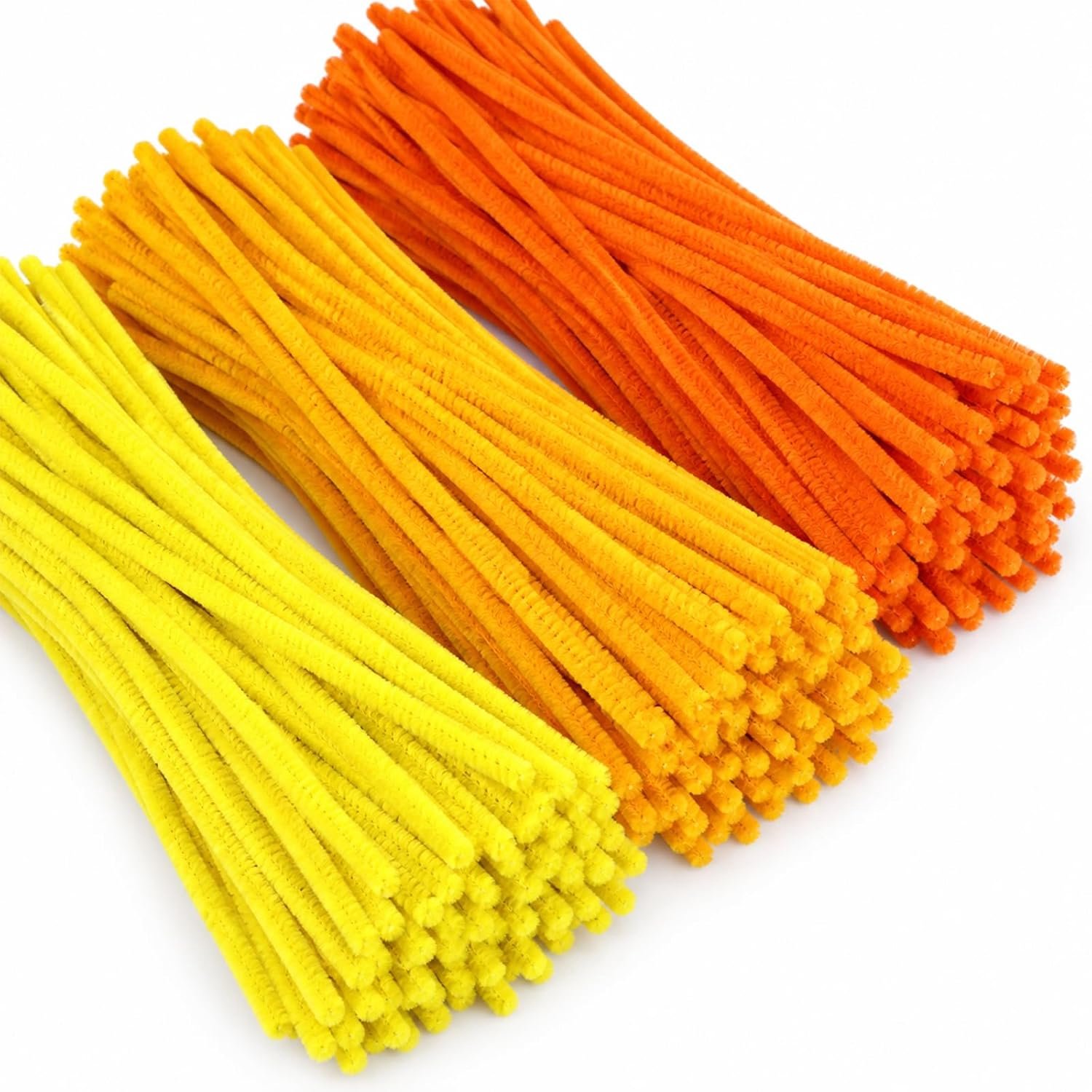 300 stuks, 3 kleuren, pijpenreiniger, licht, om te knutselen, chenilledraad, pijpenreiniger, buigpluche, knutseldraad voor doe-het-zelf knutselprojecten (geel)