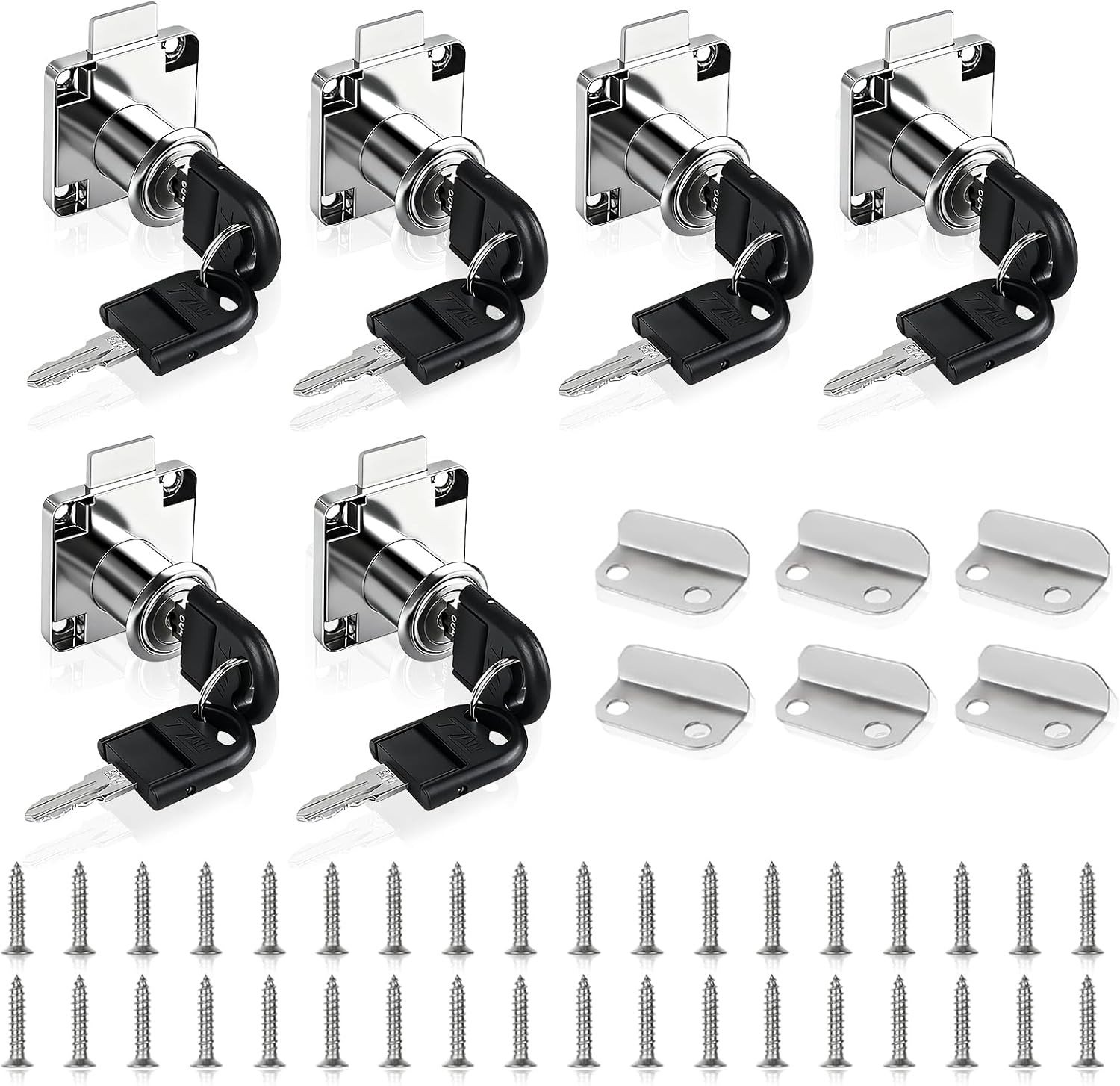 6 Sets Meubel Slot met Sleutel, 22mm Stalen Kastslot, Veiligheidslock voor Kasten, Lades en Meubels