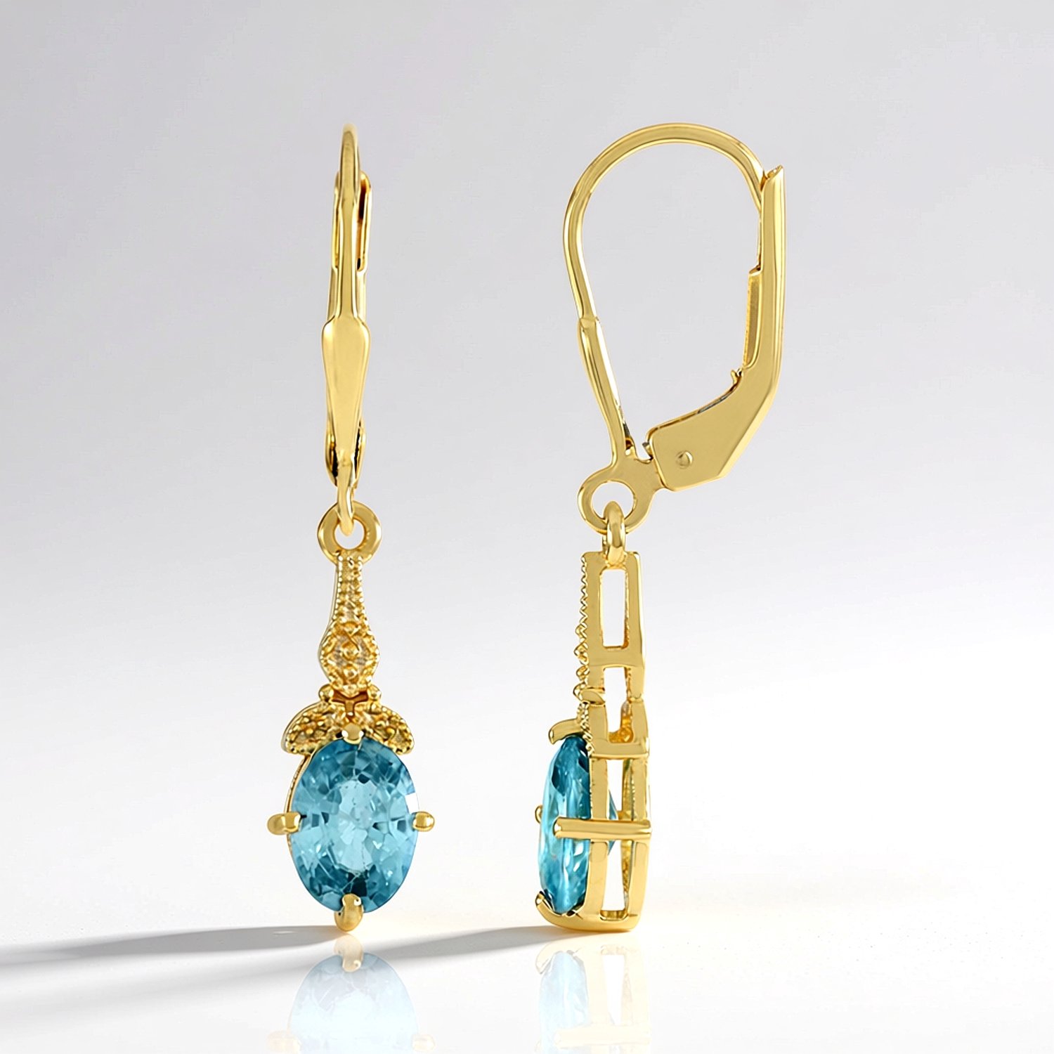 Cavill - Zilveren oorbellen verguld - 925 sterlingzilver - 1,92 ct Ratanakiri zirkonia ovale briljant geslepen - Elegante clipsluiting dames sieraden