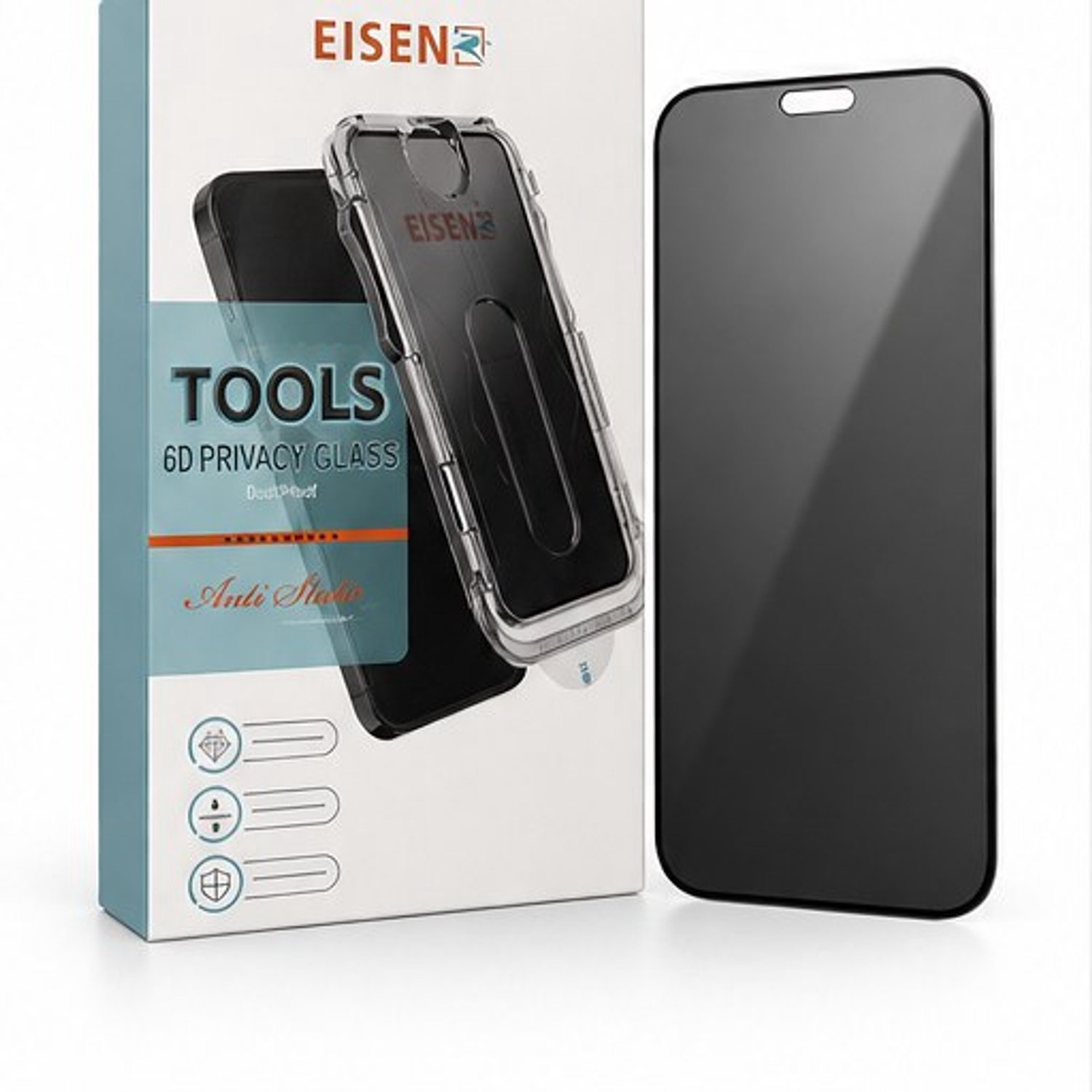 Eisenz - Privacy Screenprotector geschikt voor iPhone 15 - Privacyglas - Tegen Meekijken - Gehard Glas - Met Installatiehulp