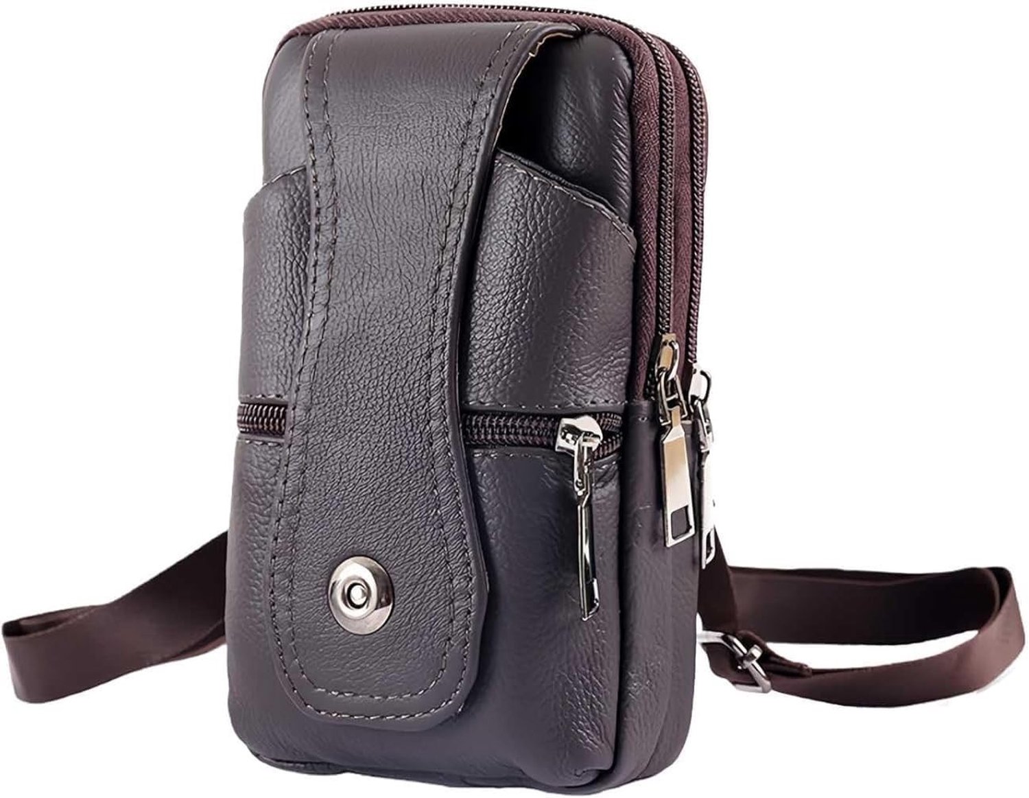 Robuuste en Waterdichte Tote Bag voor Mannen, 18x10x6cm, Bruin Leer, Perfect voor Outdoor Activiteiten, Gereedschap en Accessoires