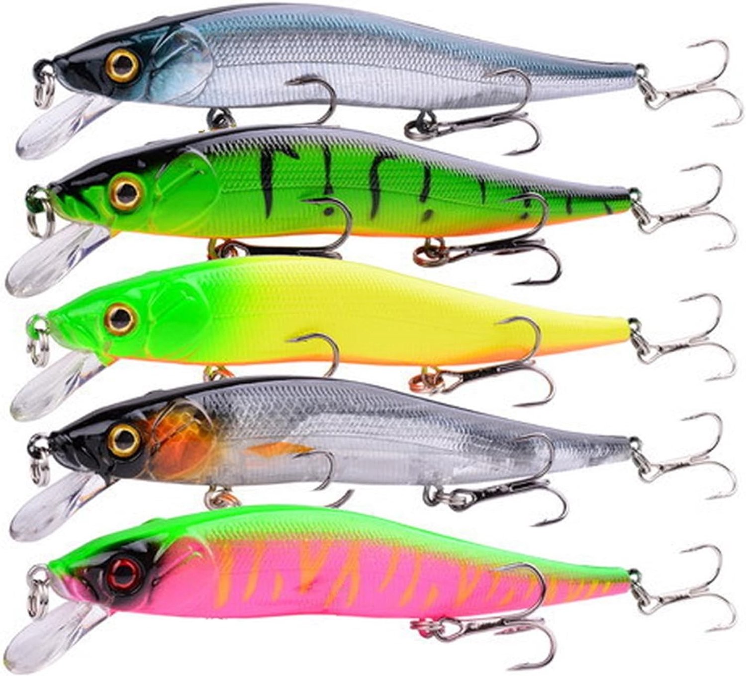 Levensechte wobbler snoekaas set van 5 stuks, ideaal kunstaas voor snoek, baars en forel in zoet en zout water, perfect voor sportvissers