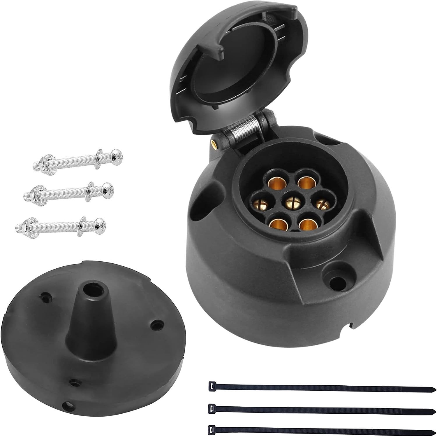7-pins traileradapter 12V, ISO1724, waterdicht, geschikt voor landbouw, vrachtwagens en caravans