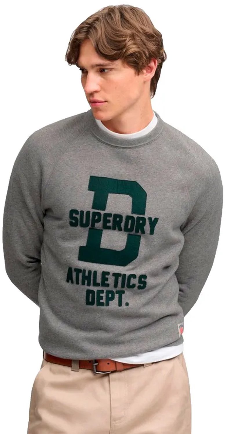 Superdry Ath Felt Applique Relaxed Crew Sweatshirt M Man Grijs