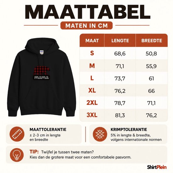 Mama Hoodie – Bear met Buffalo Plaid – Gezins Outfit – Unisex Hoodie voor Dames & Heren – Origineel Cadeau — cadeau in Mode & Accessoires - foto 4