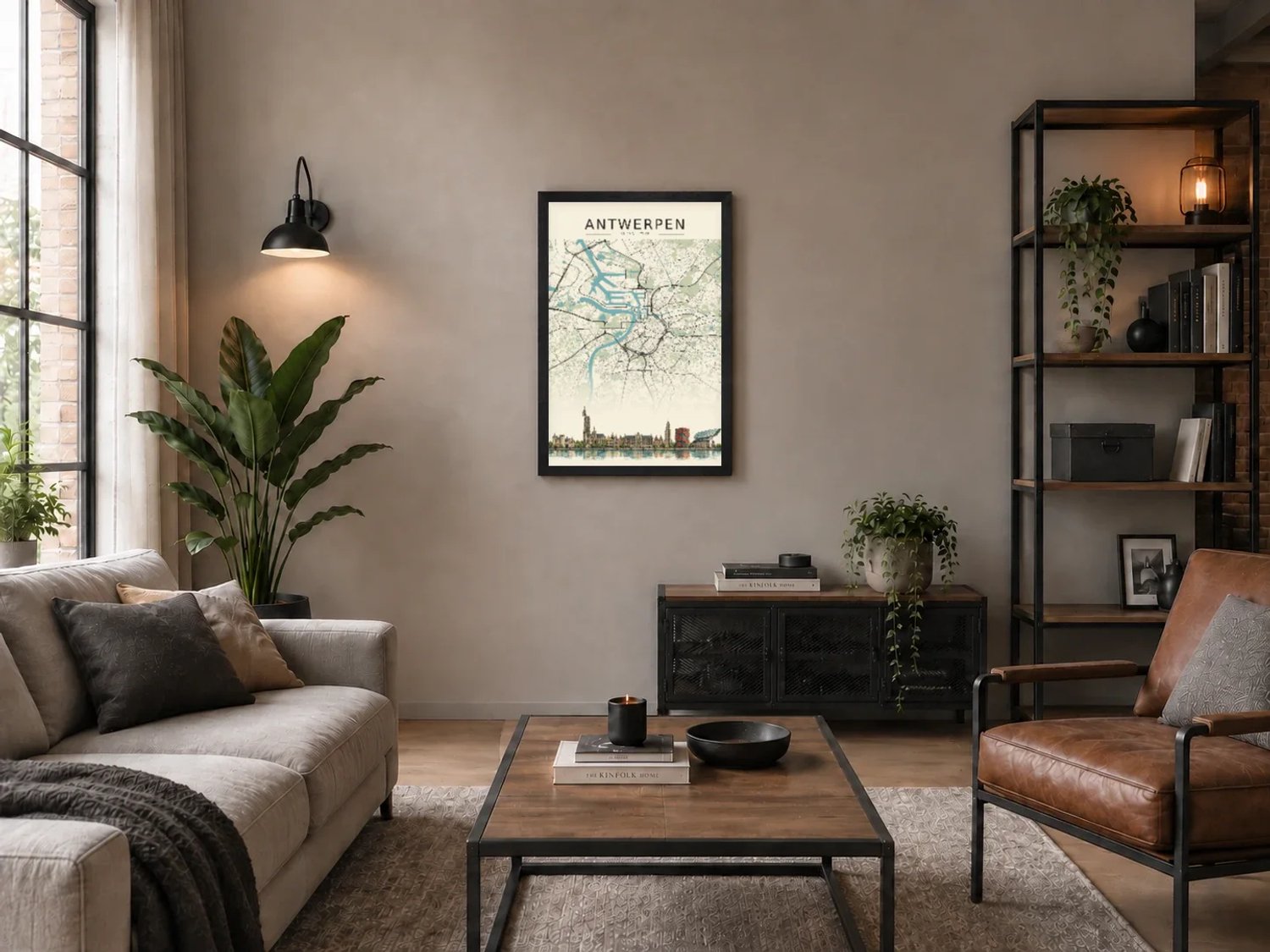 Antwerpen Poster | Stadskaart met Skyline | Stadsposter | Inclusief Zwarte A4 Lijst