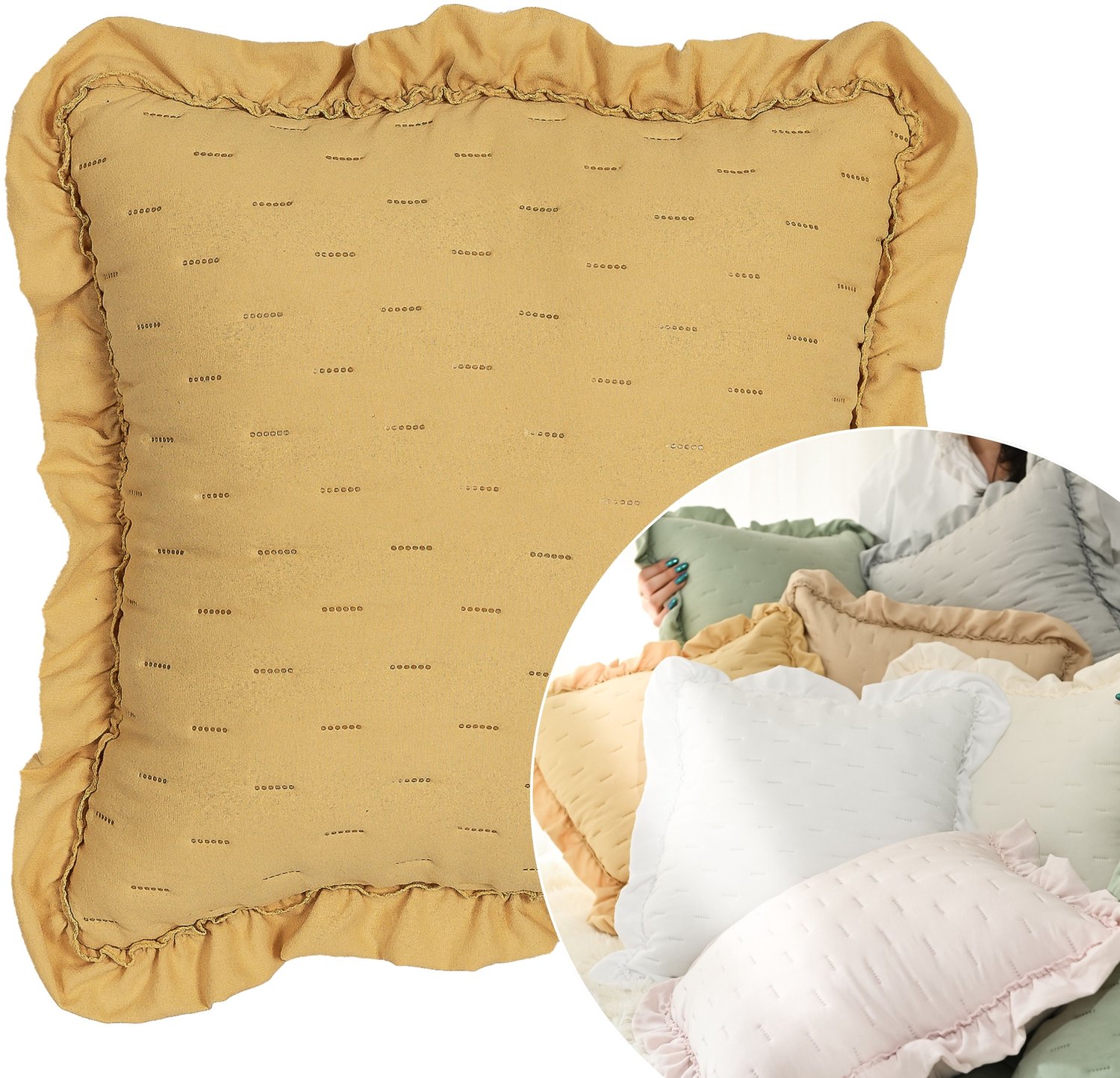 Decoratieve Kussenhoes met Ruche - 40x40cm - Diverse Kleuren