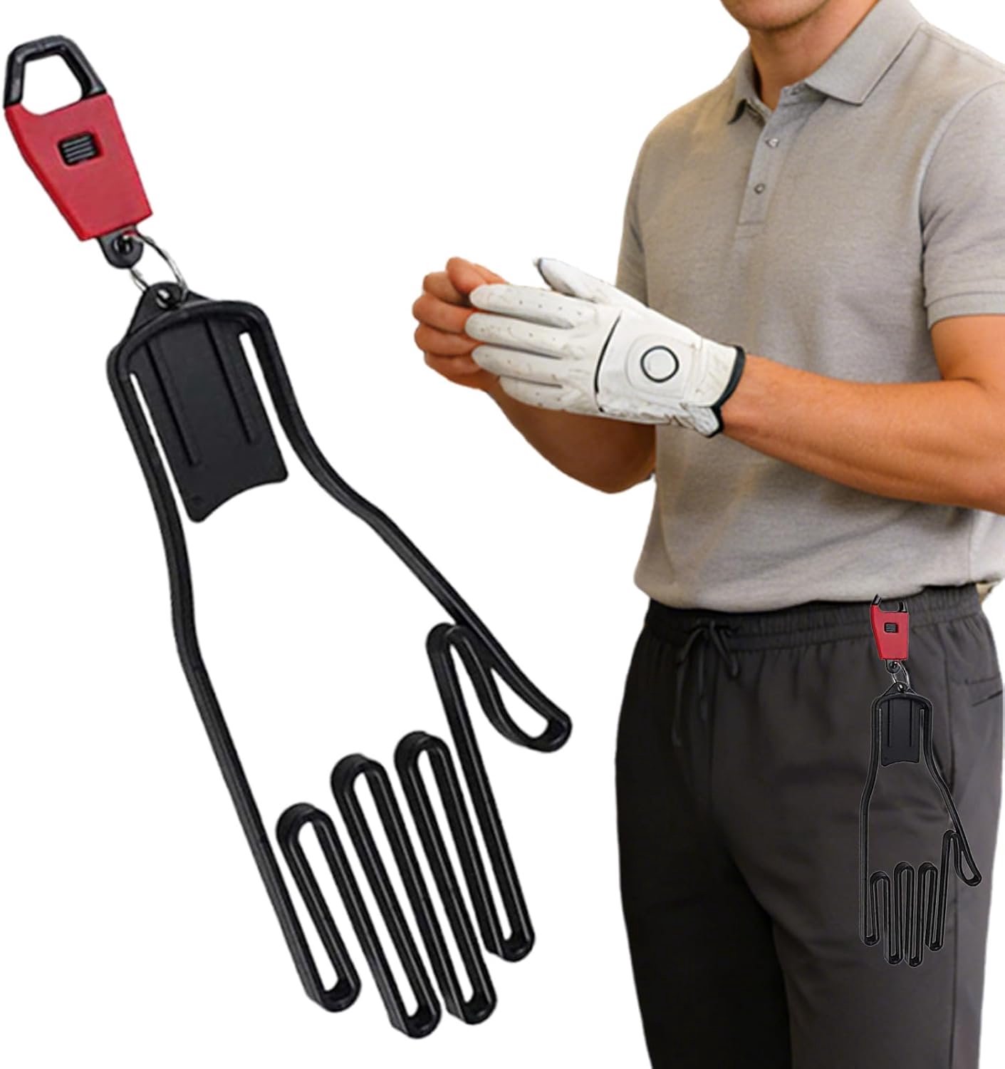 Golfhandschoenhouder drooghaak universeel met sleutelhanger