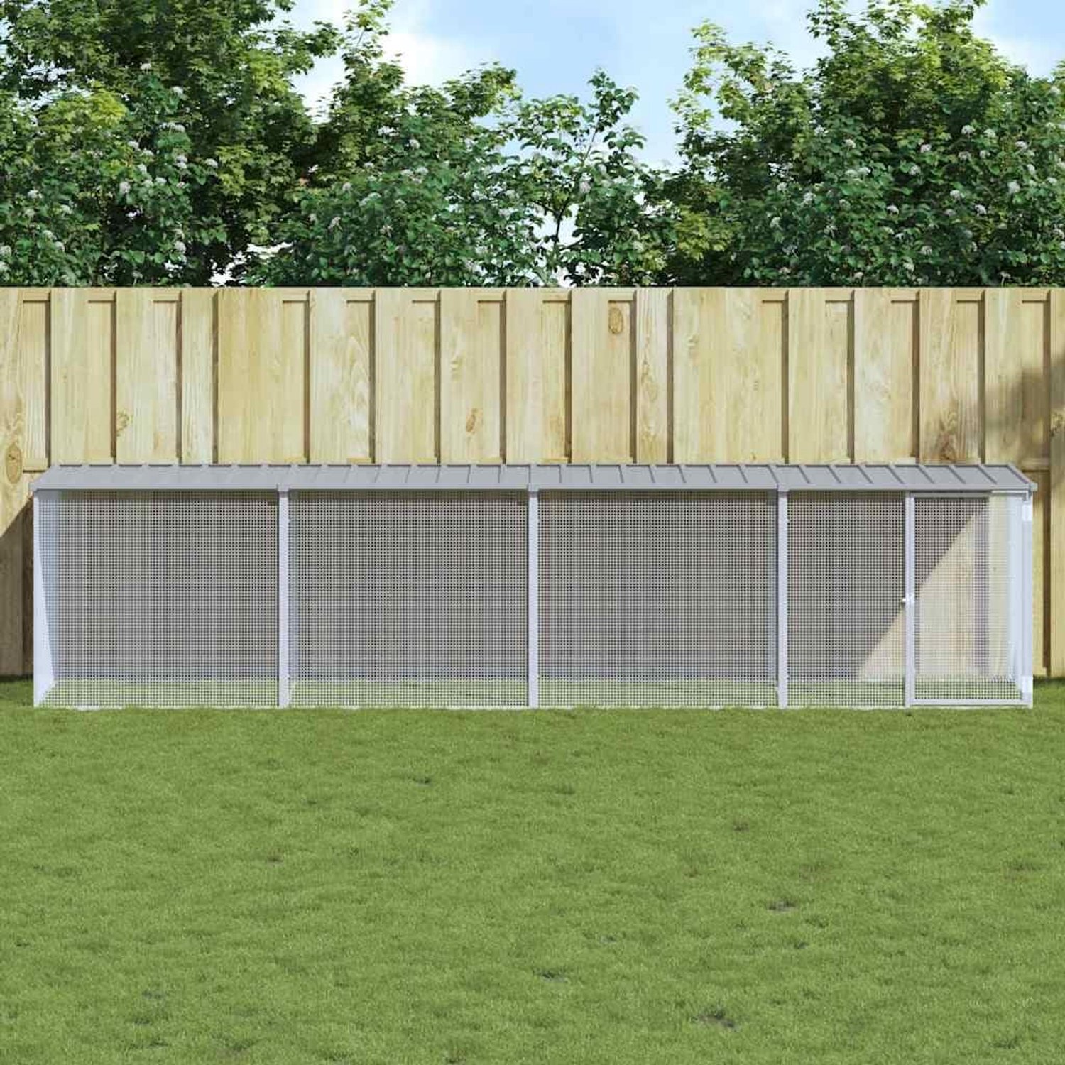Kippenhok met dak, verzinkt staal, voor kleine dieren, 403 x 98 x