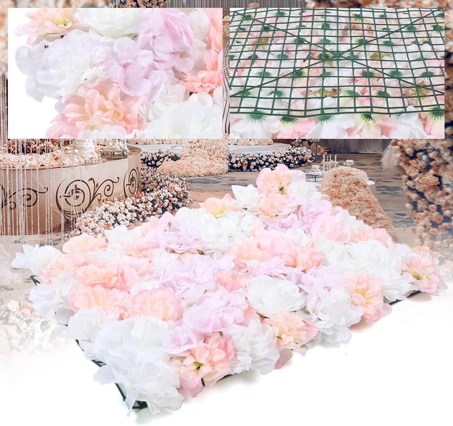 Wandpaneel voor bloemenwand, 40 x 60 cm, kunstbloemenwand, rozenwand, bruiloft, feest, decoratie, wandplaat voor bloemenwanddecoratie, bruidsdouche