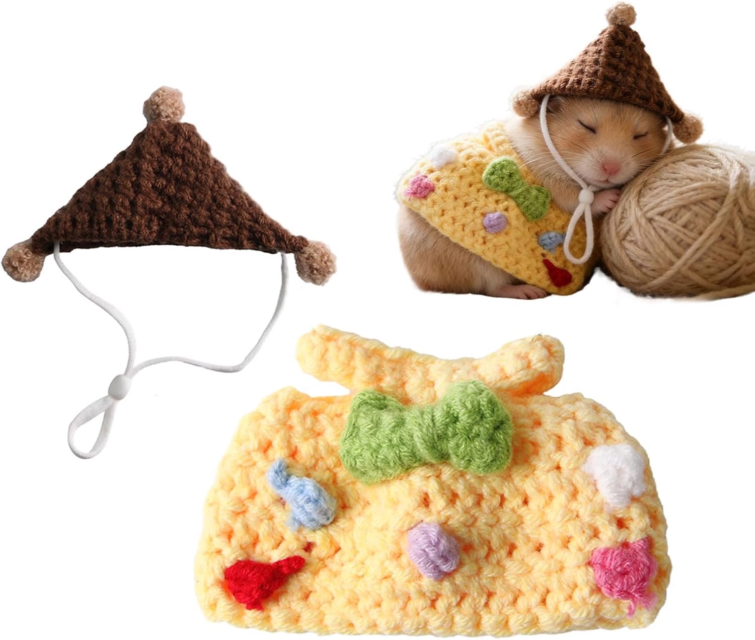 Gebreide trui met muts voor huisdieren, schouderjas met capuchon voor kleine dieren, voor fretten, chinchilla, egel en hamster