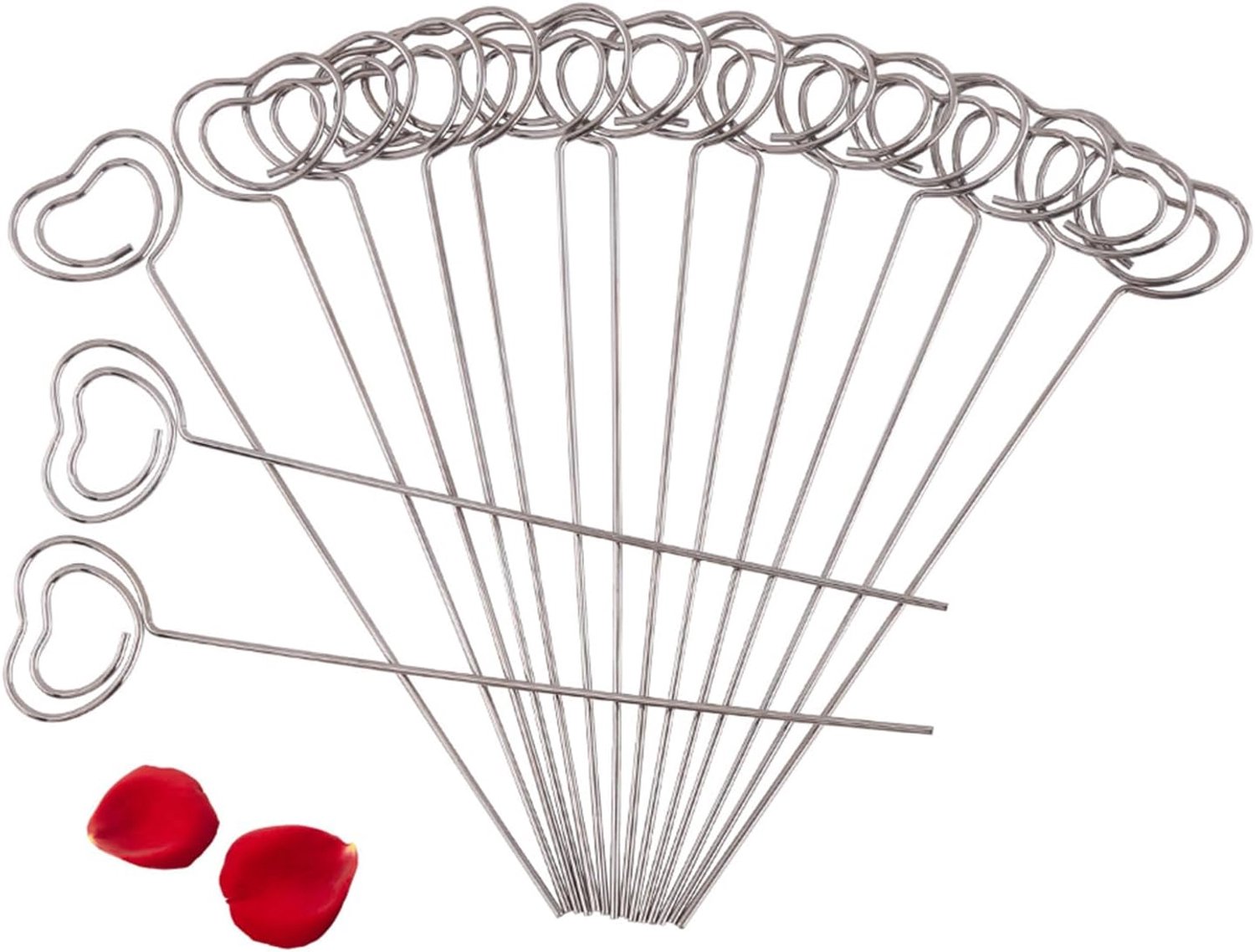 Memo Clip Houders, 12 Cm X 2,4 Cm, Fotokaarthouders Notitie Display Clips 50 Stuks Metaal Ronde Draad Zilver DIY Handgemaakt voor Thuiskantoor School Tafel (Hart stijl)